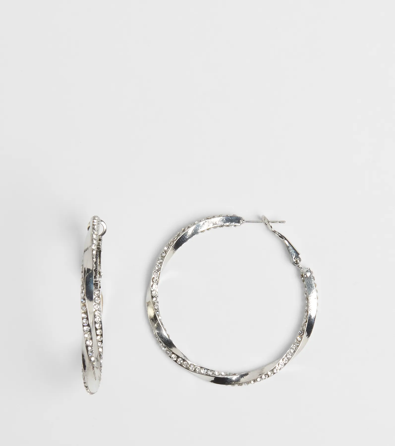 Glam With A Twist Rhinestone Hoop Earrings