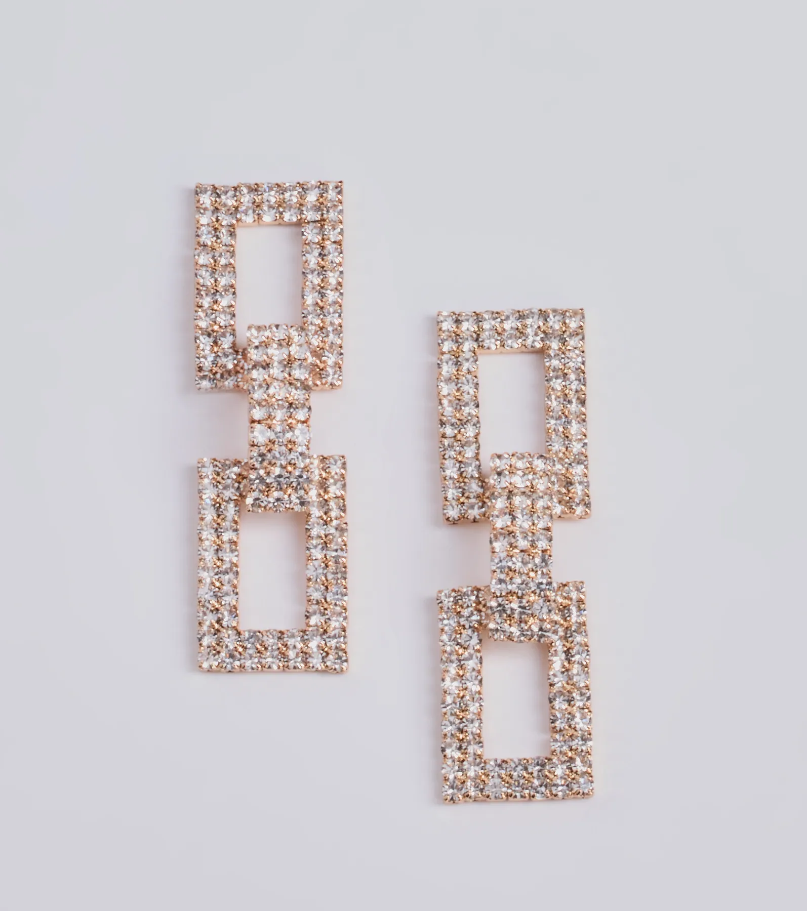 Radiant Glam Rhinestone Chain-Link Duster Earrings