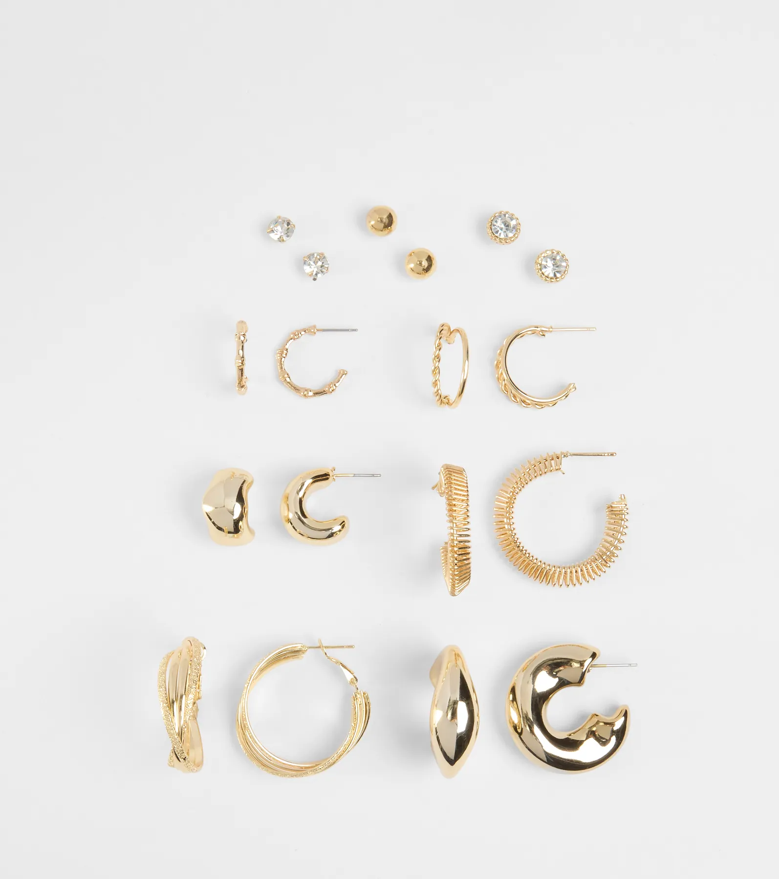 Trendy Love Stud And Hoop Earrings Set