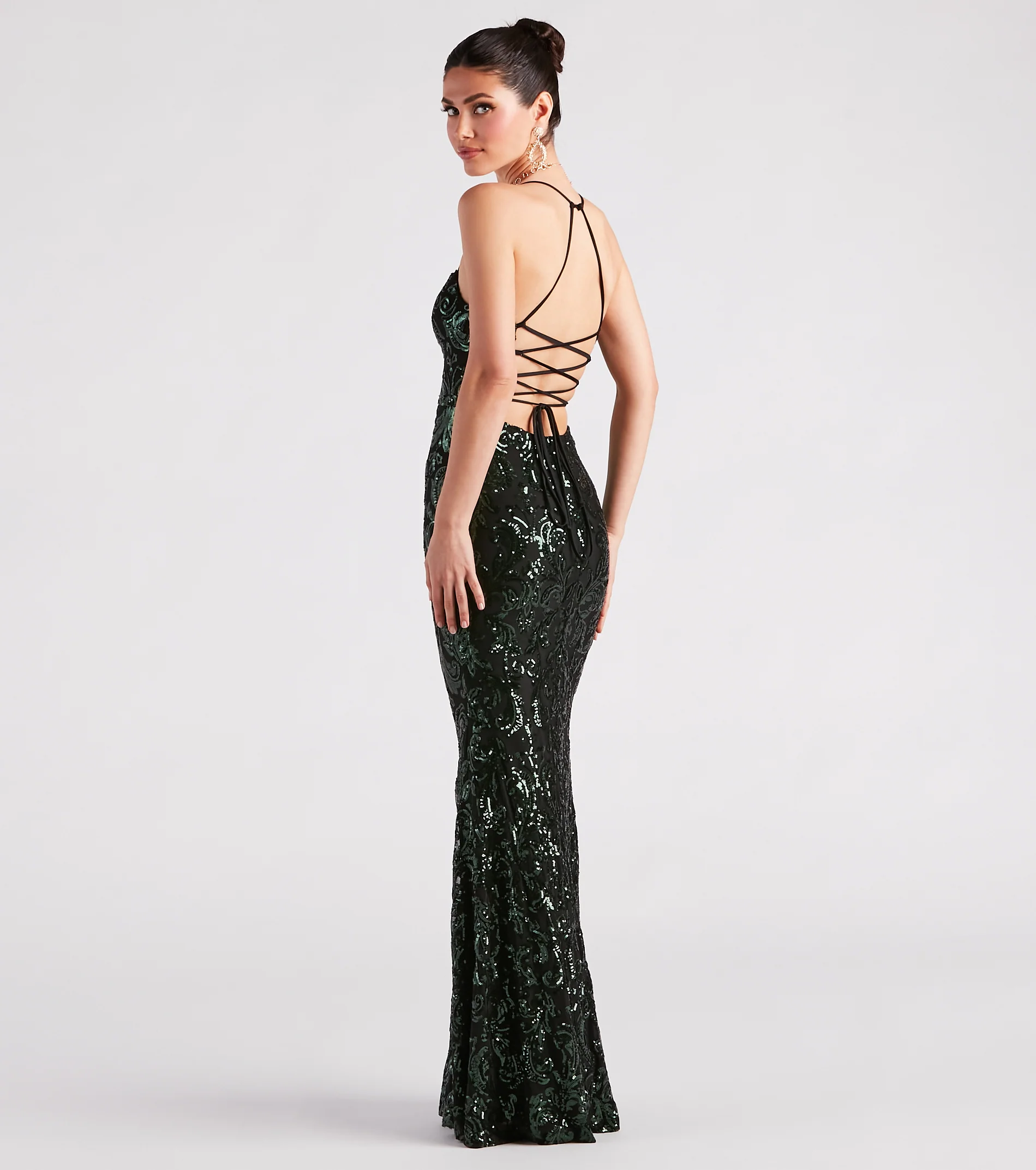 Lacie Formal Sequin Lace-Up Mermaid Dress