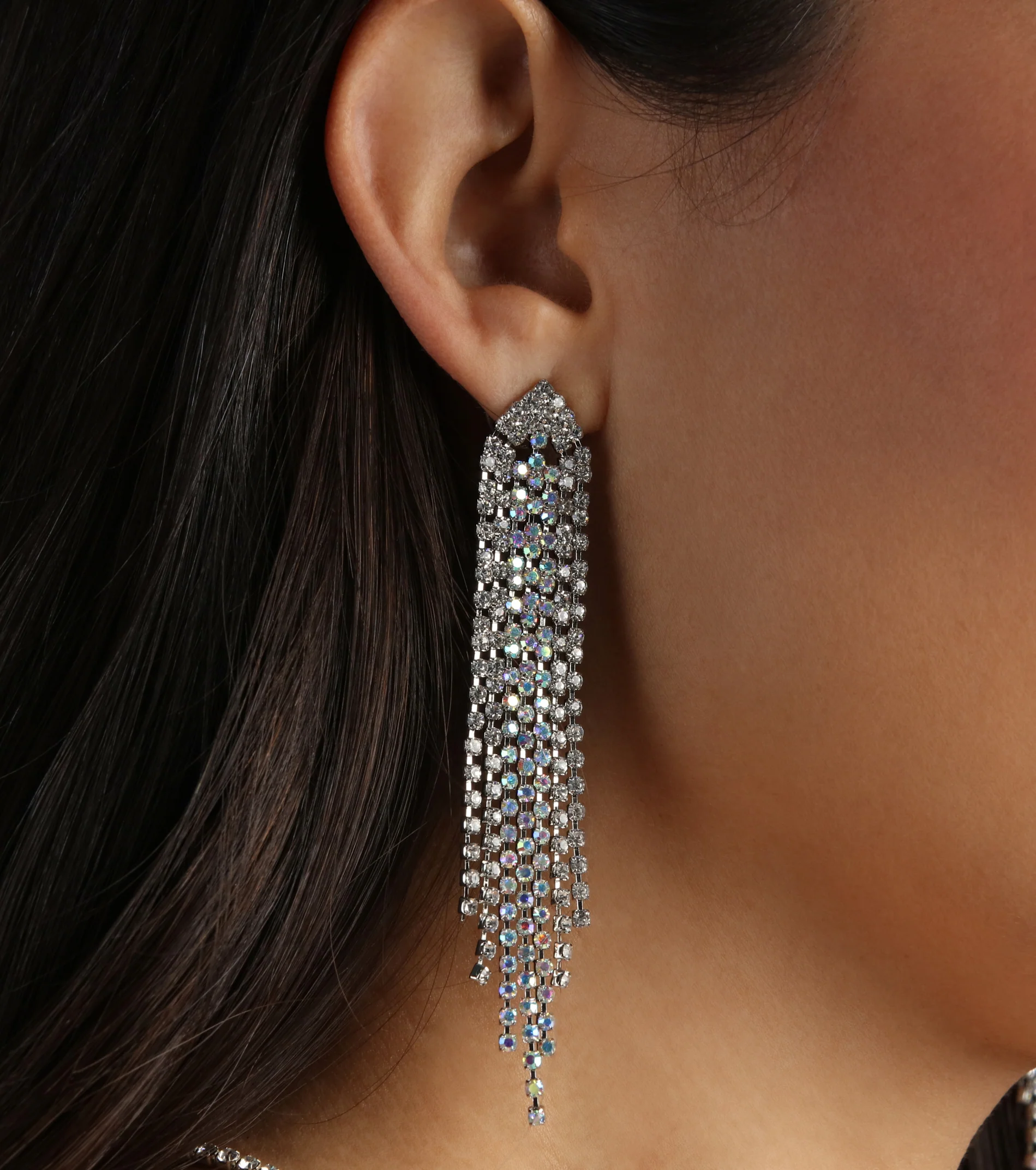 Touch Of Sparkle Iridescent Rhinestone Earrings