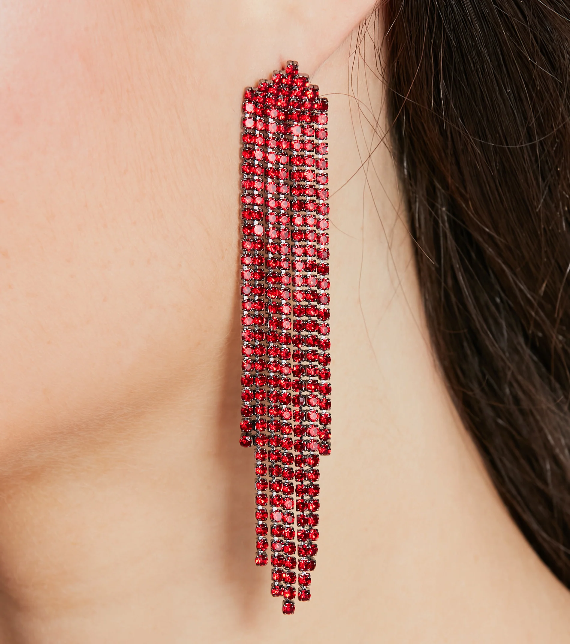 Chic Style Rhinestone Fringe Earrings