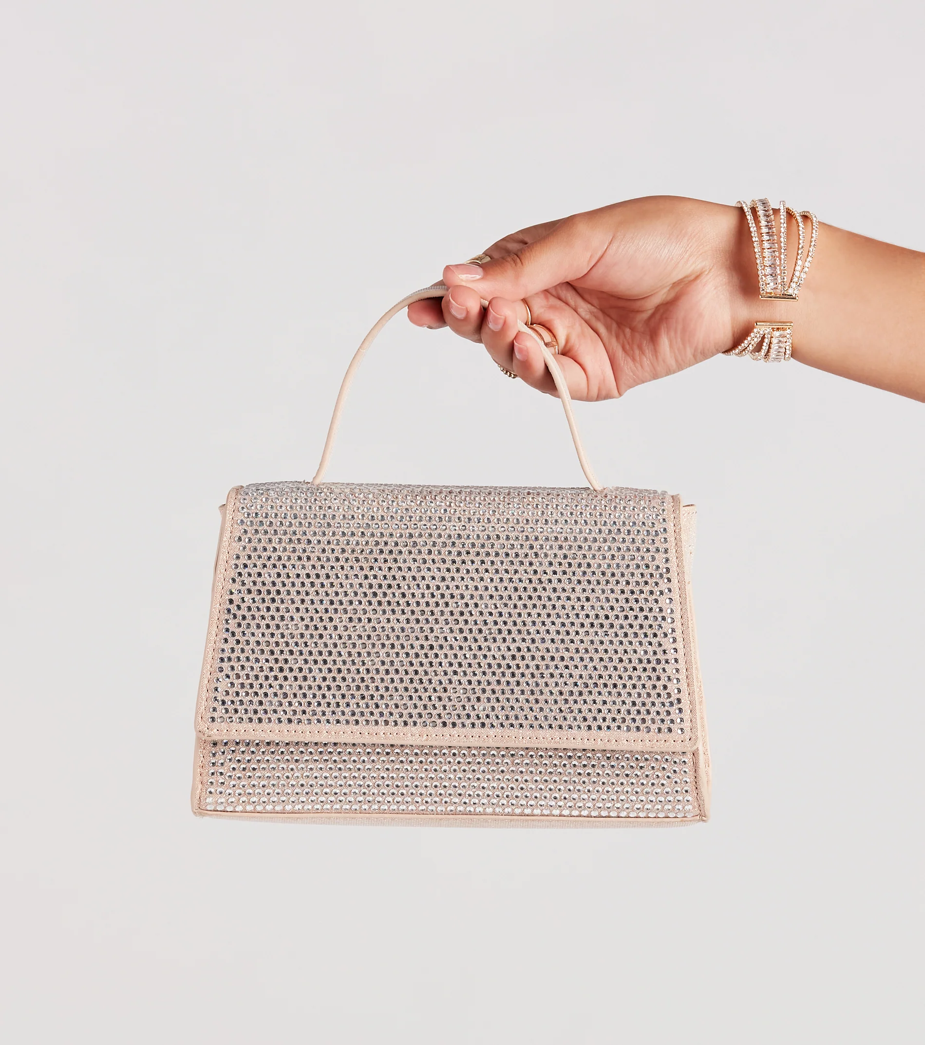 Glamorous Sheen Rhinestone Top Handle Bag