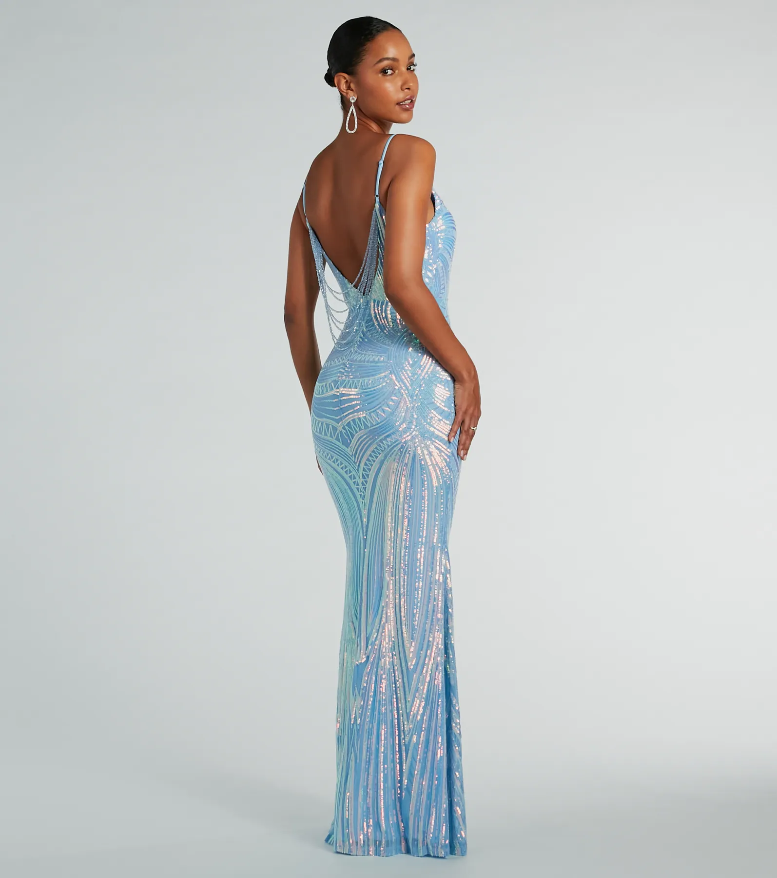Pauline Formal Sequin Draped Bead Bodycon Dress