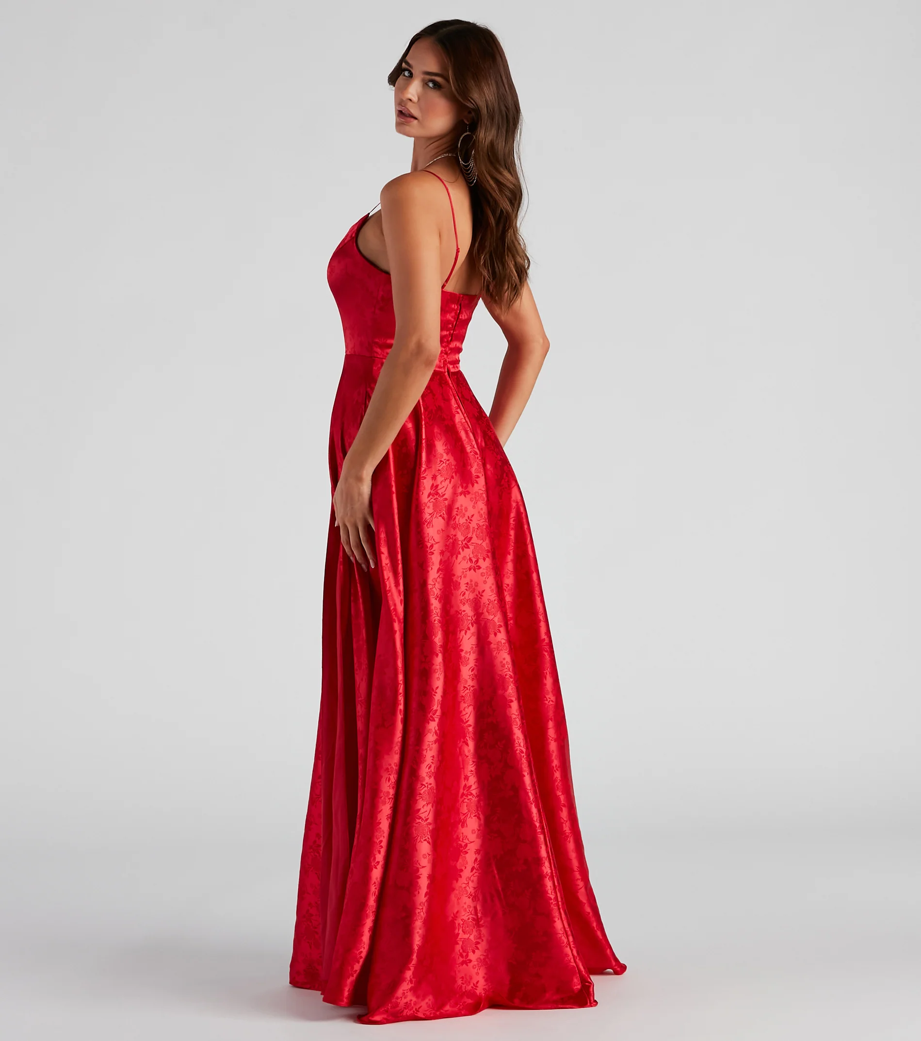 Natasha Floral Satin A-Line Dress