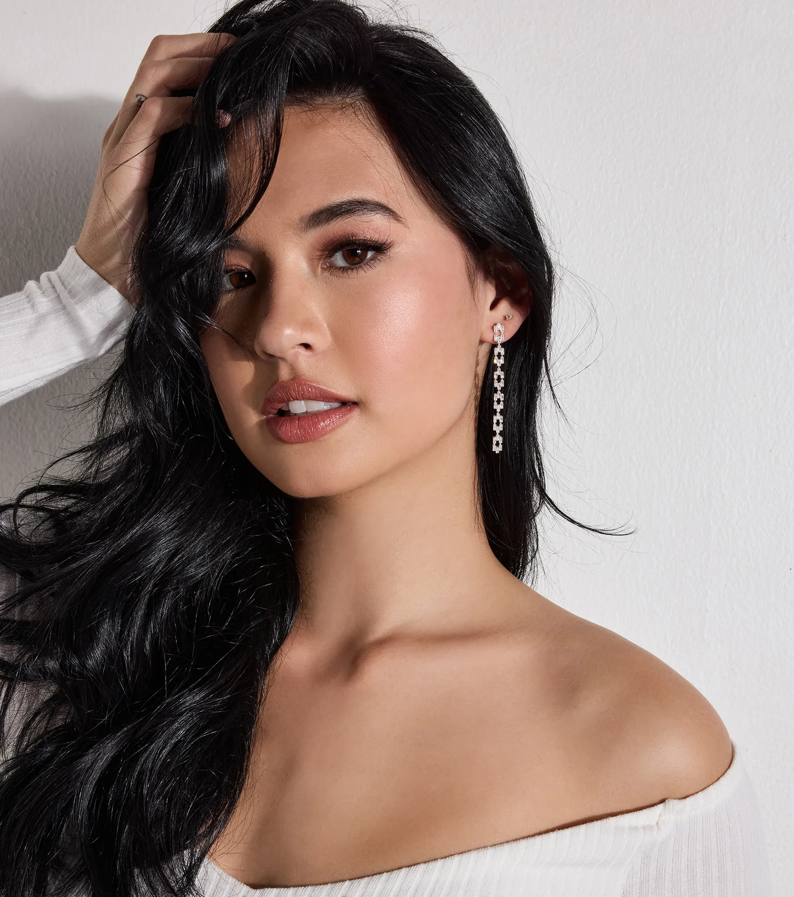 Luxe Glam Rhinestone Chain-Link Earrings