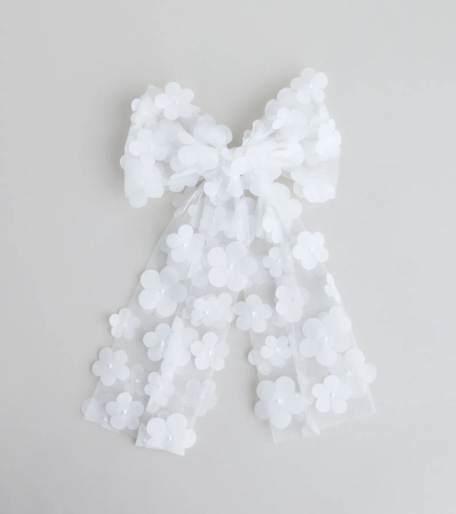 Cutest Charm Flower Tulle Bow Hair Clip