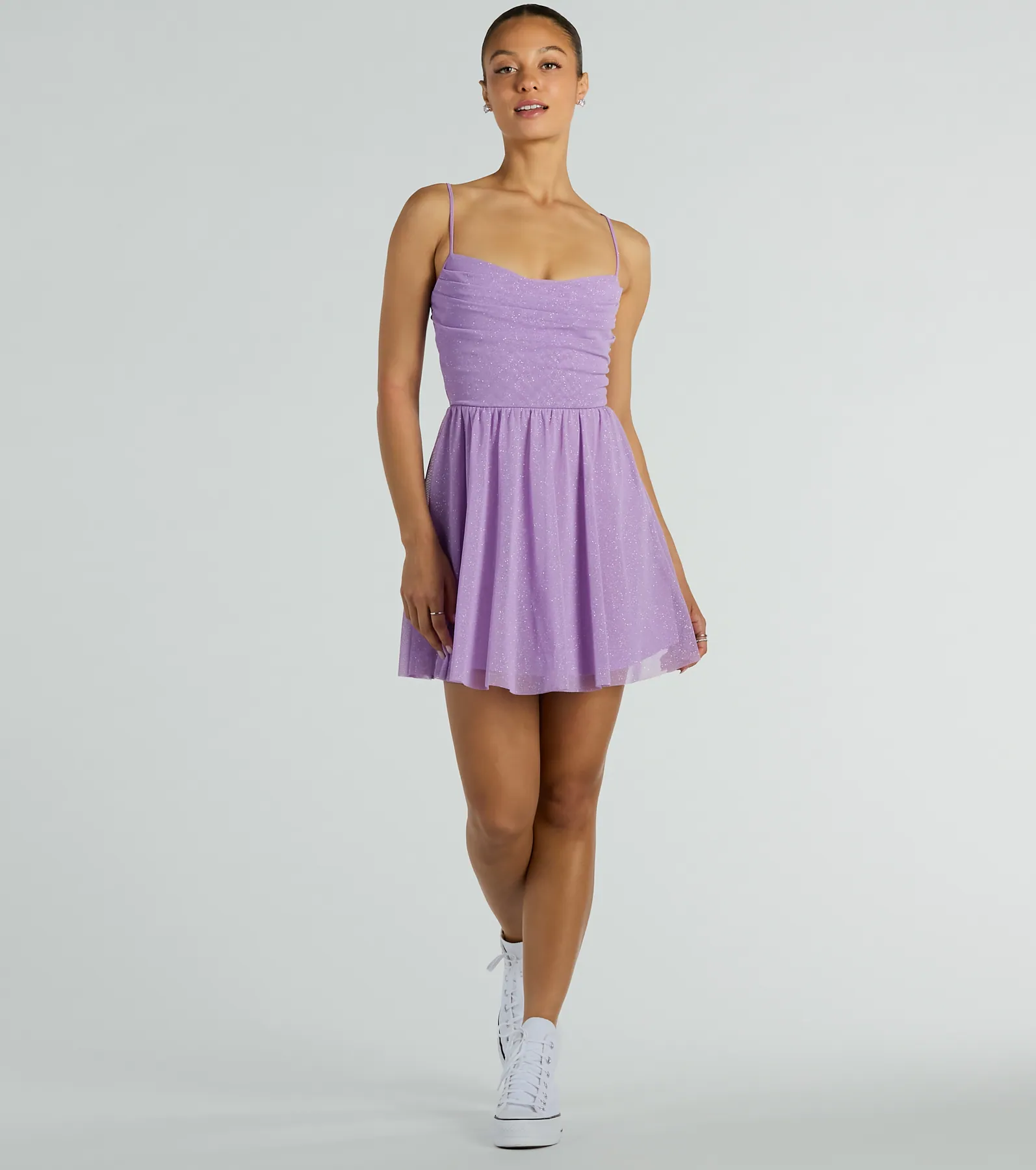 Ready To Shine Glitter Short Skater Dress