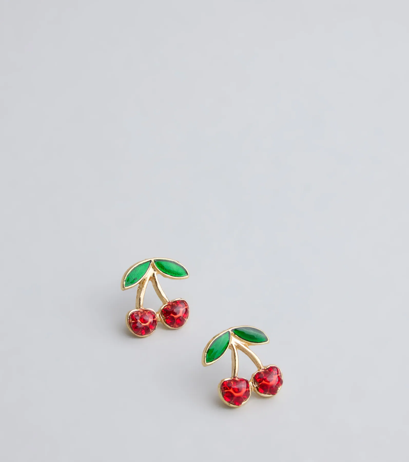 Playful Sweetness Rhinestone Cherry Earrings