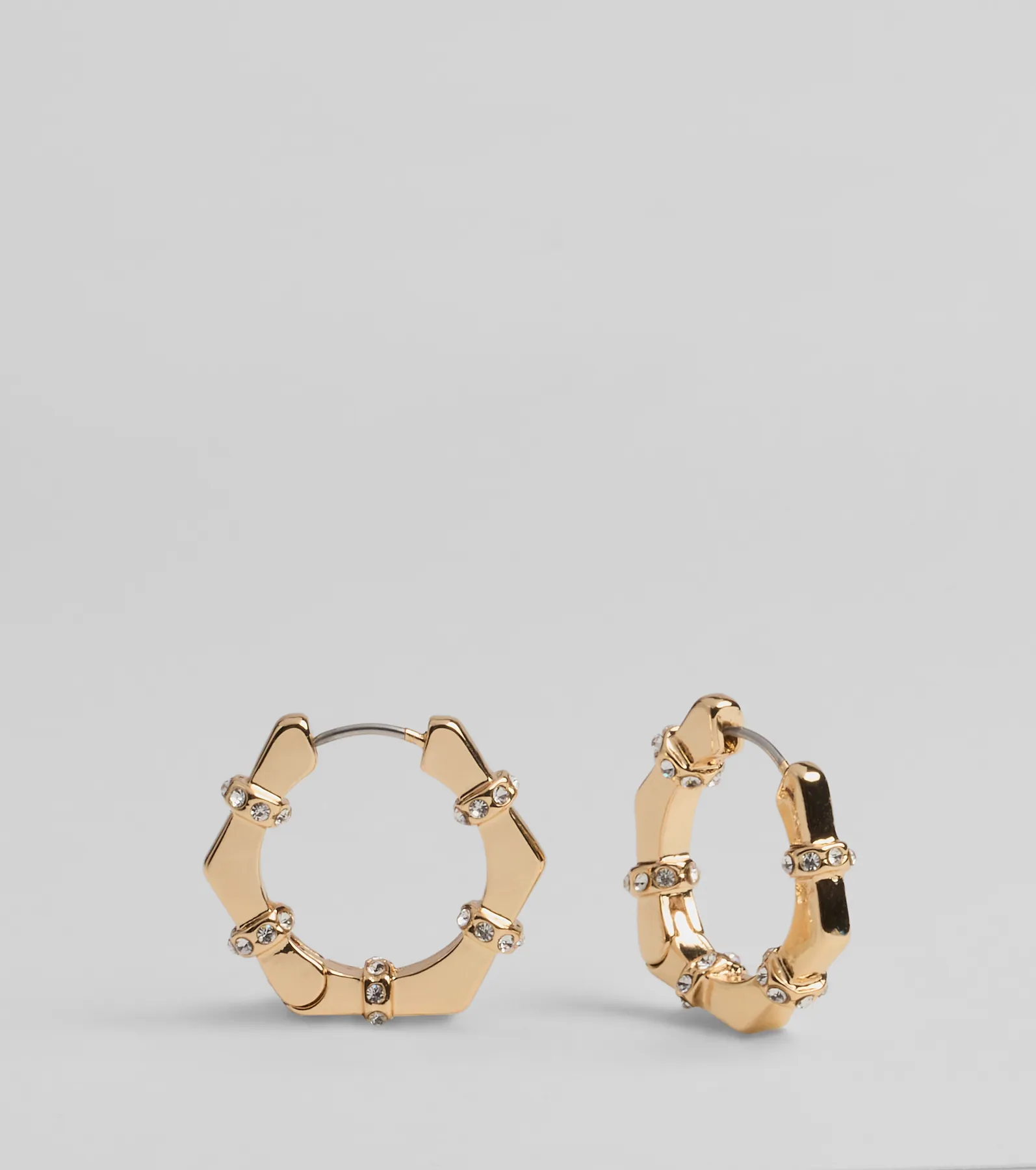 Glam Edge Rhinestone Trim Hoop Earrings