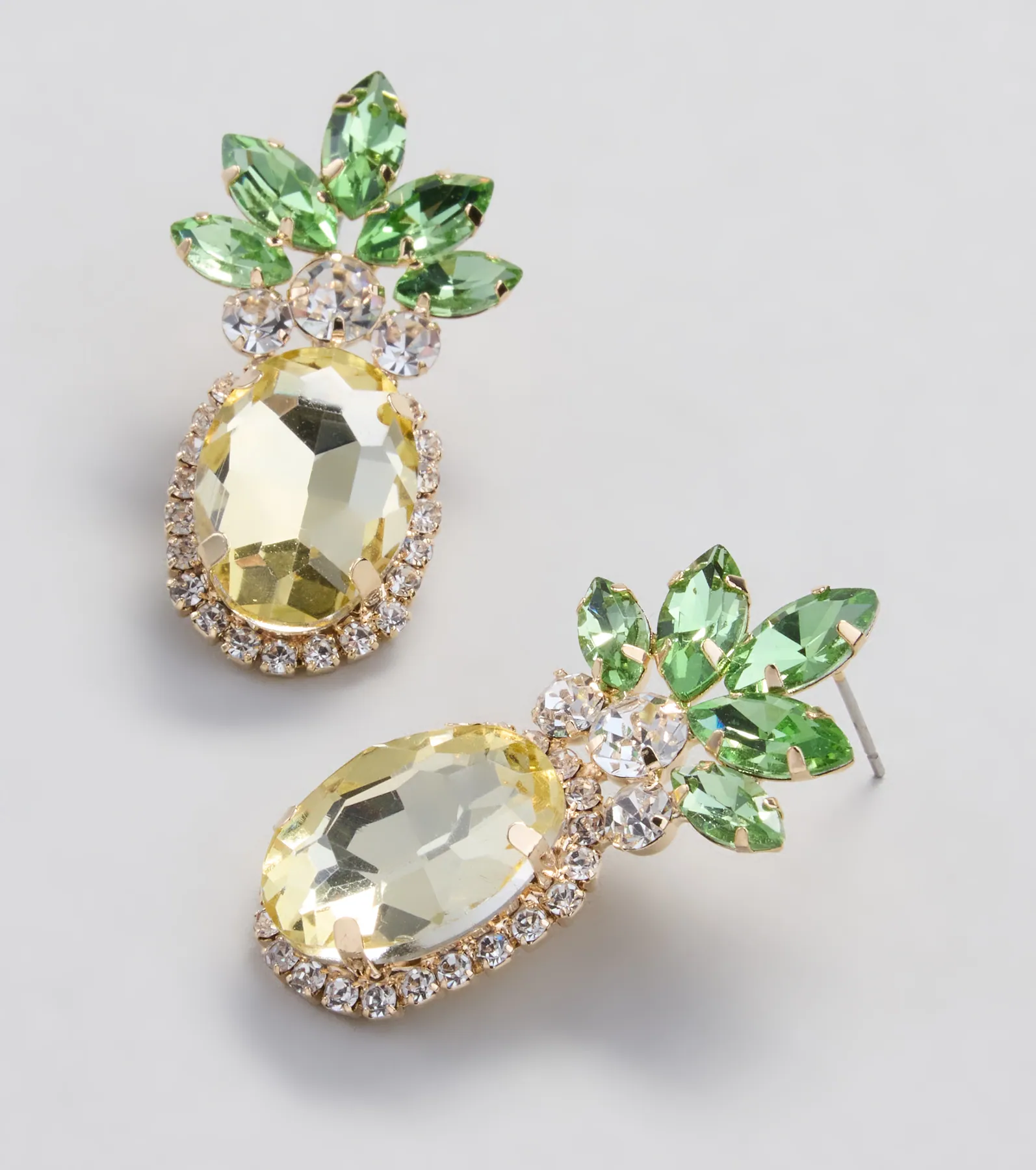 Tropical Fun Rhinestone Pineapple Stud Earrings