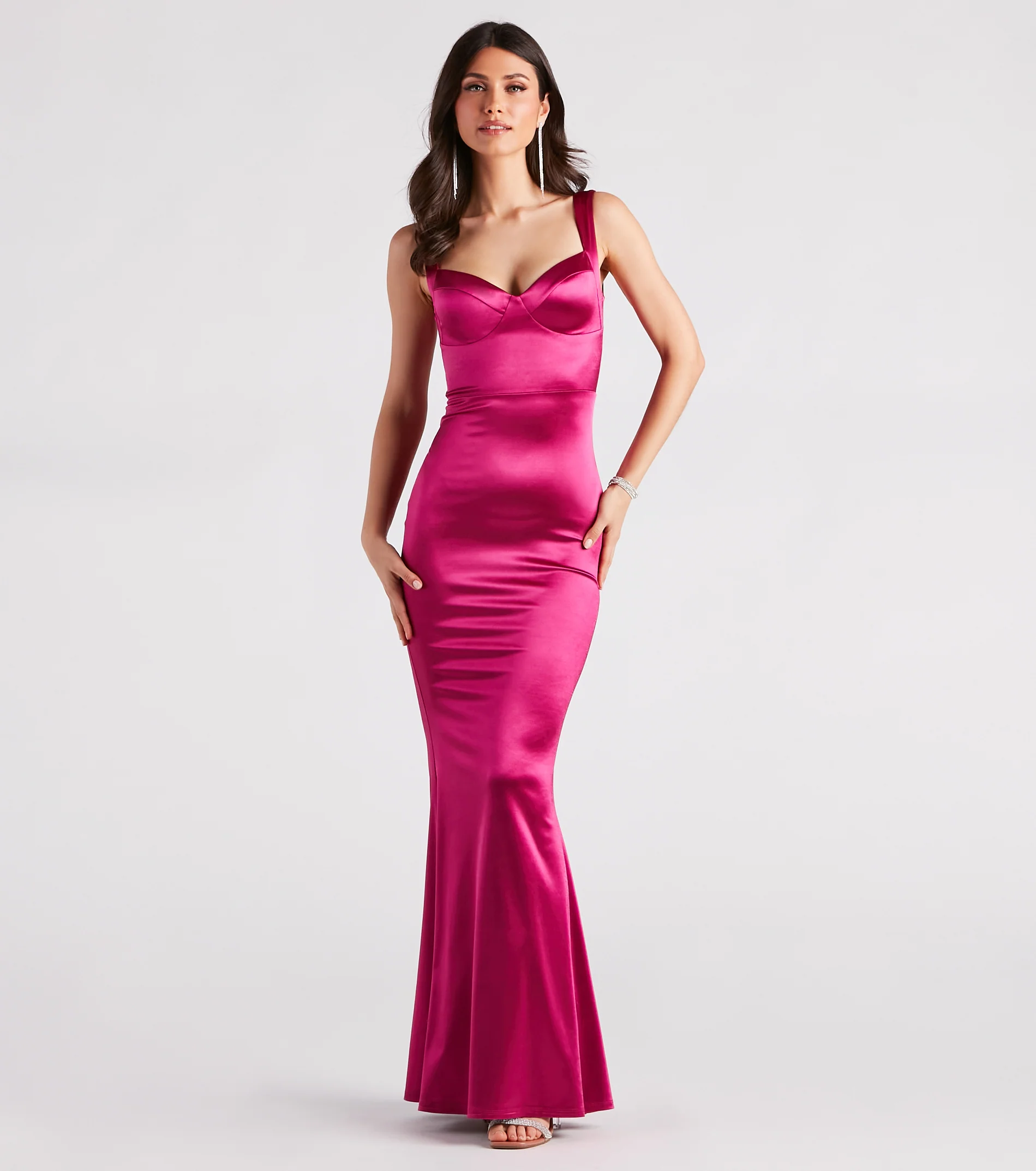 Maddy Formal Satin Cross-Back Mermaid Dress