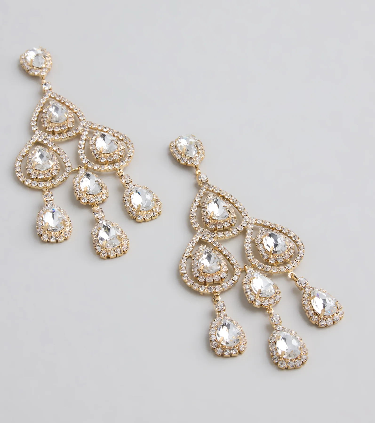 Luxe Vibe Teardrop Rhinestone Chandelier Earrings