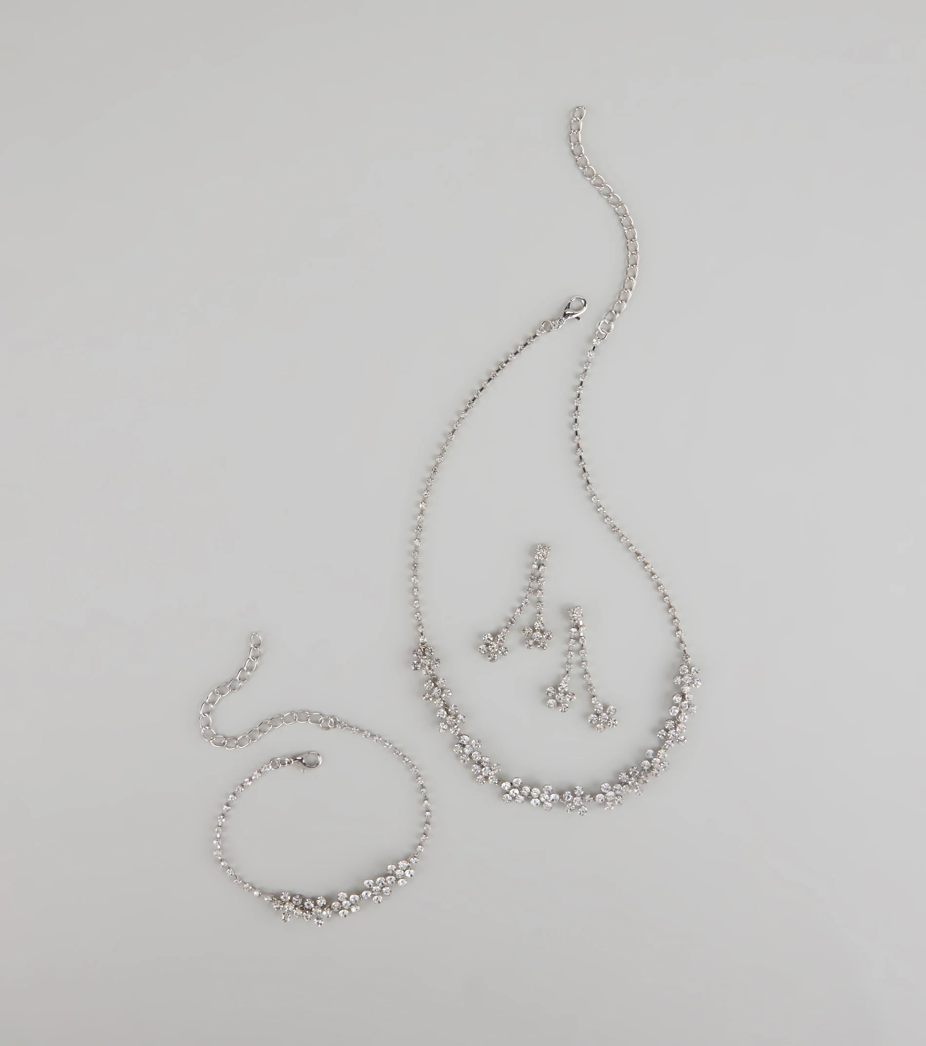 Shine Bloom Rhinestone Floral Jewelry Set