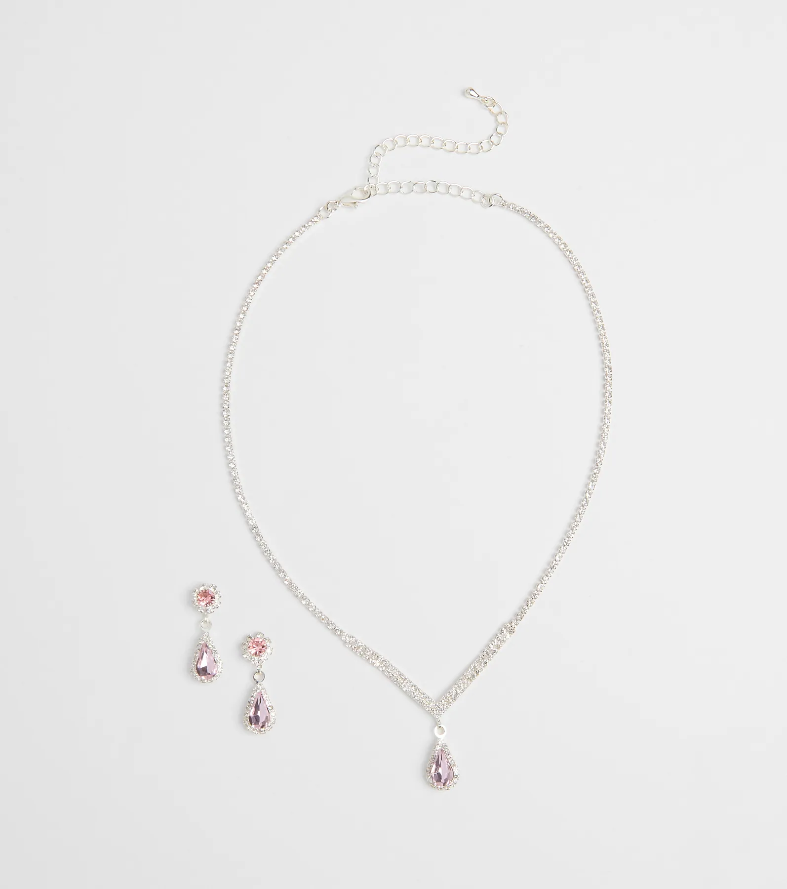 Princess Vibes Rhinestone Necklace And Earrings Set