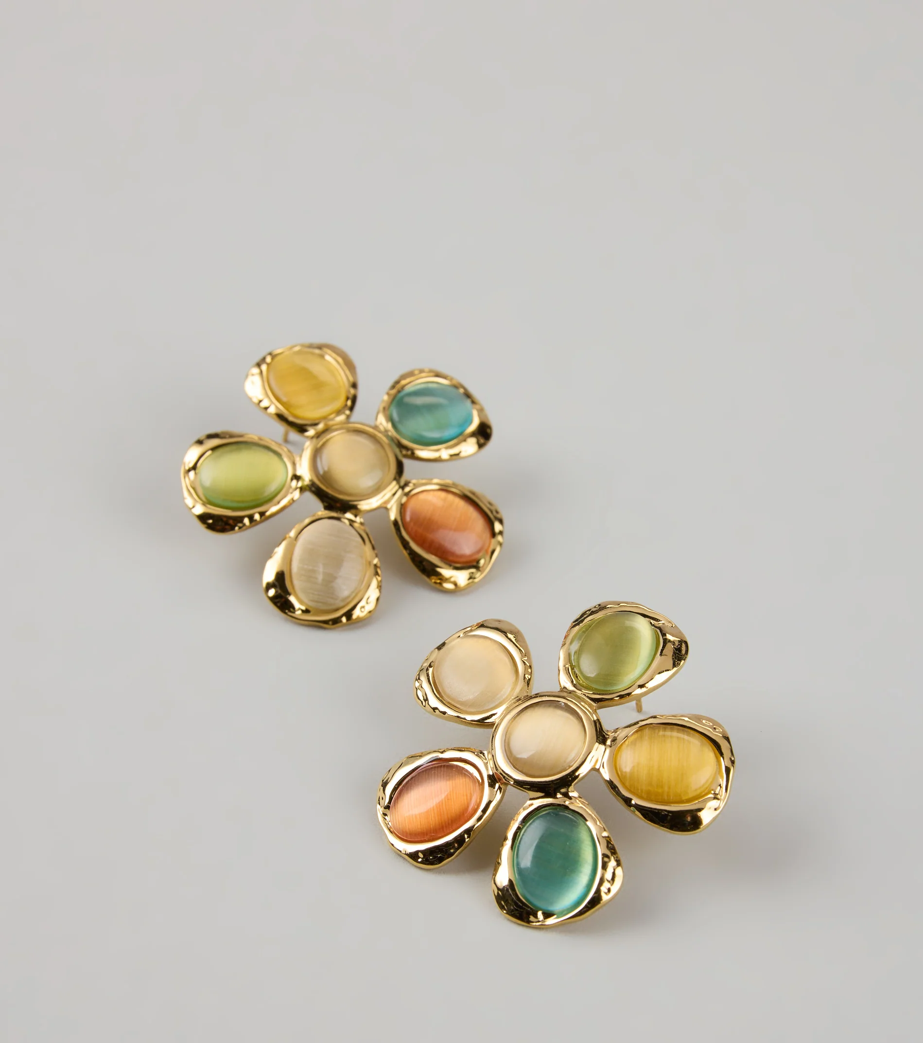 Bloom Bright Stone Flower Stud Earrings