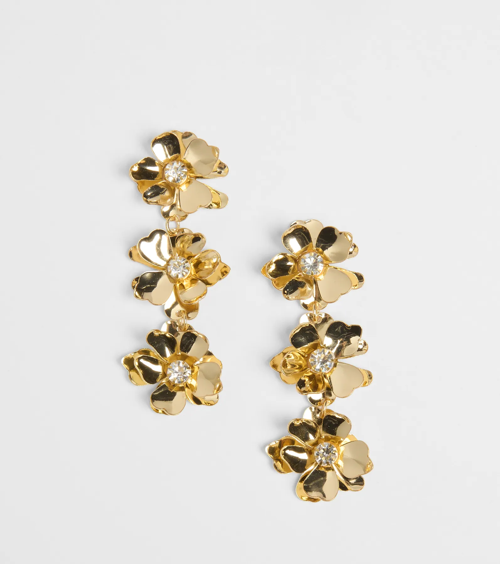 Sweetly Glam Flower Rhinestone Earrings