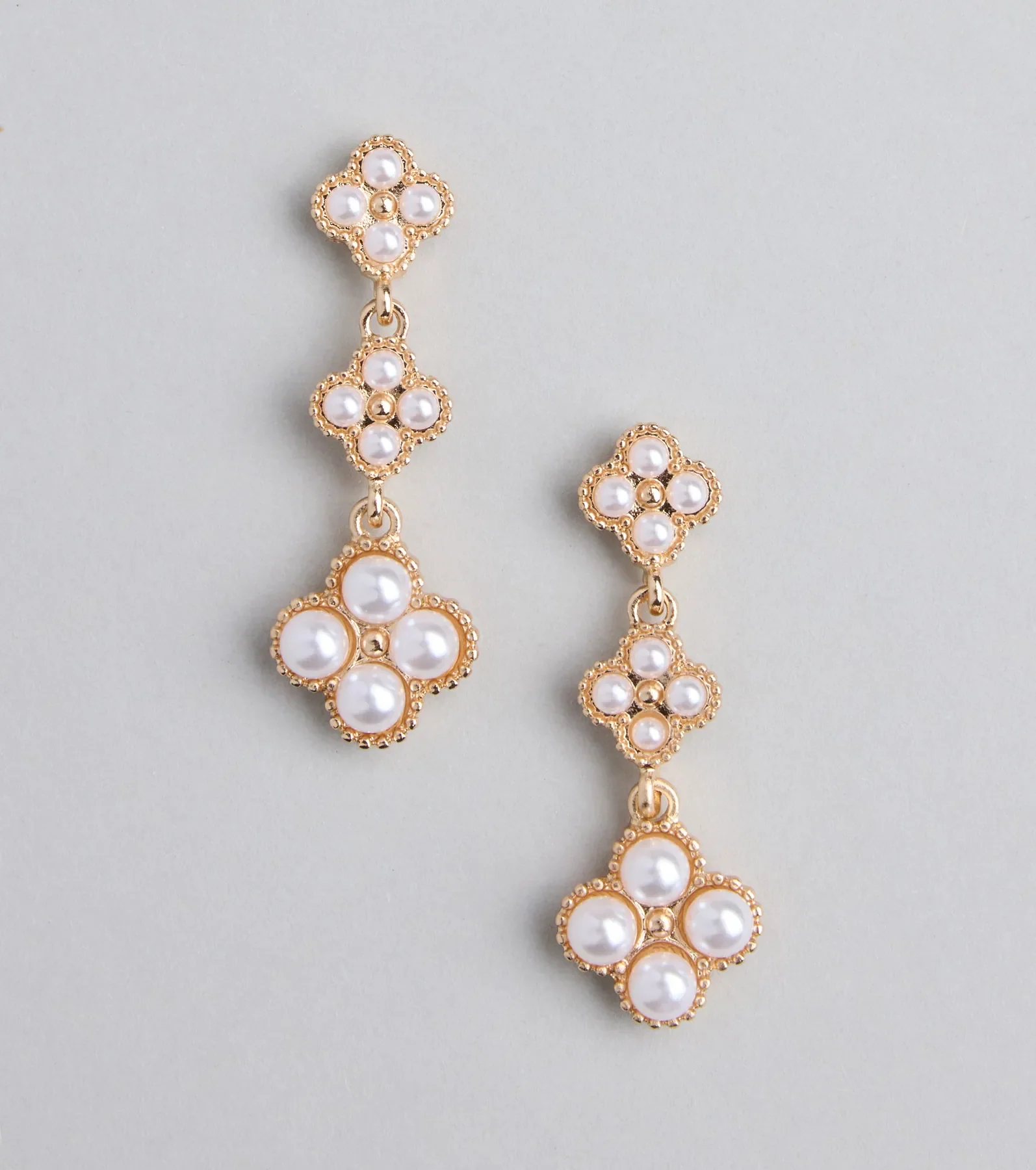 Polished Glam Pearl Flower Duster Earrings