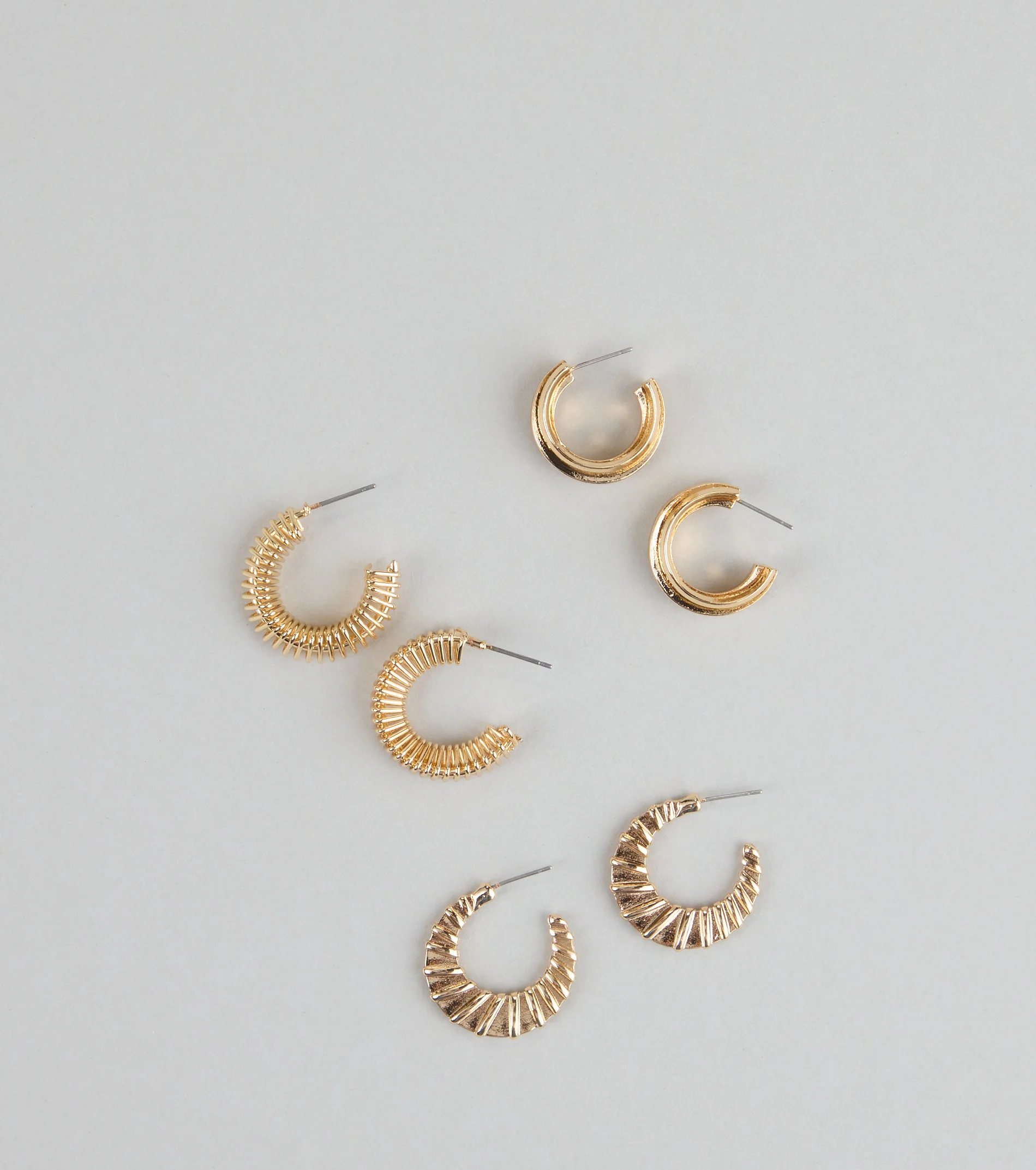 Hoop Dreams Textured Earring Set