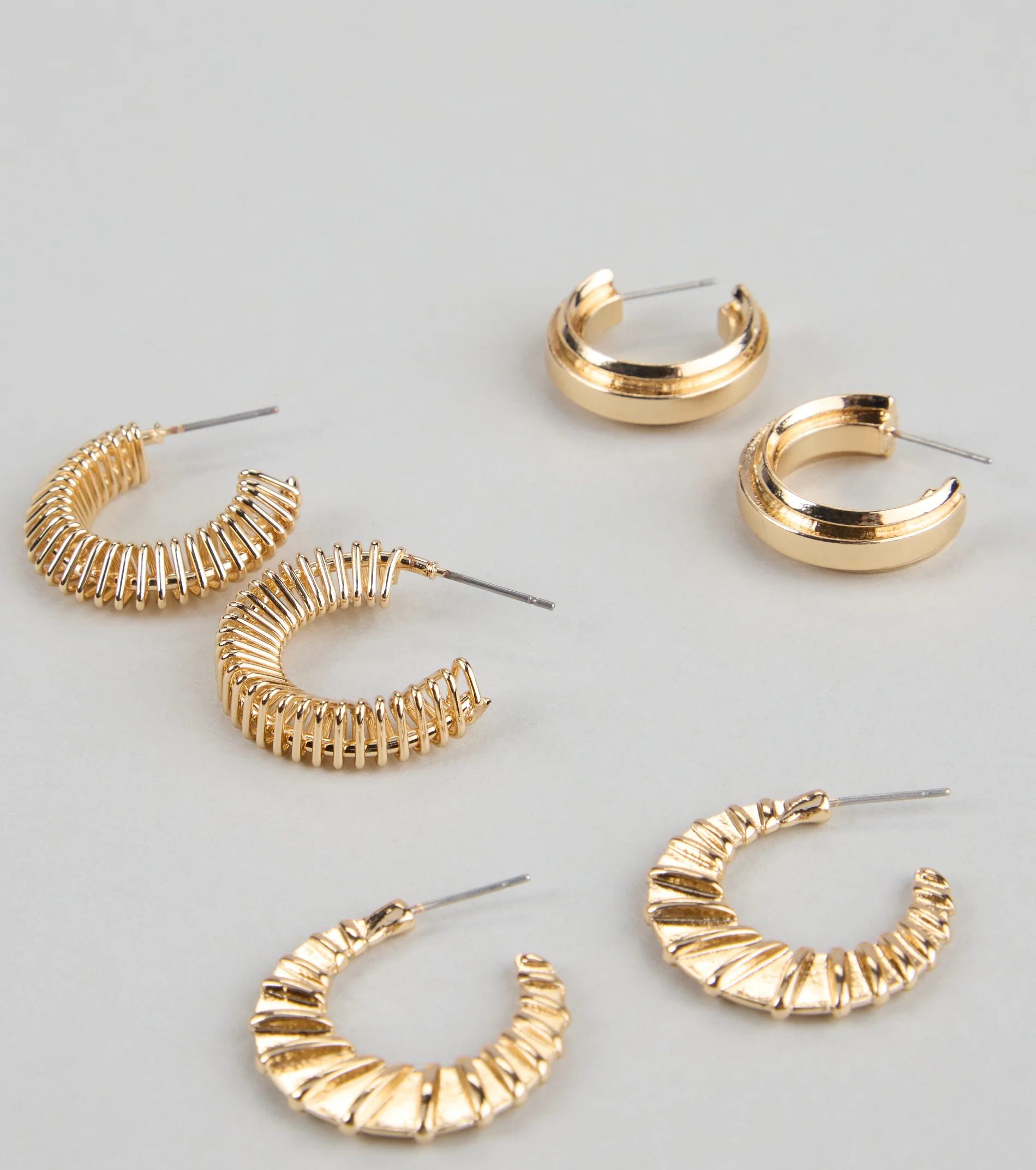 Hoop Dreams Textured Earring Set