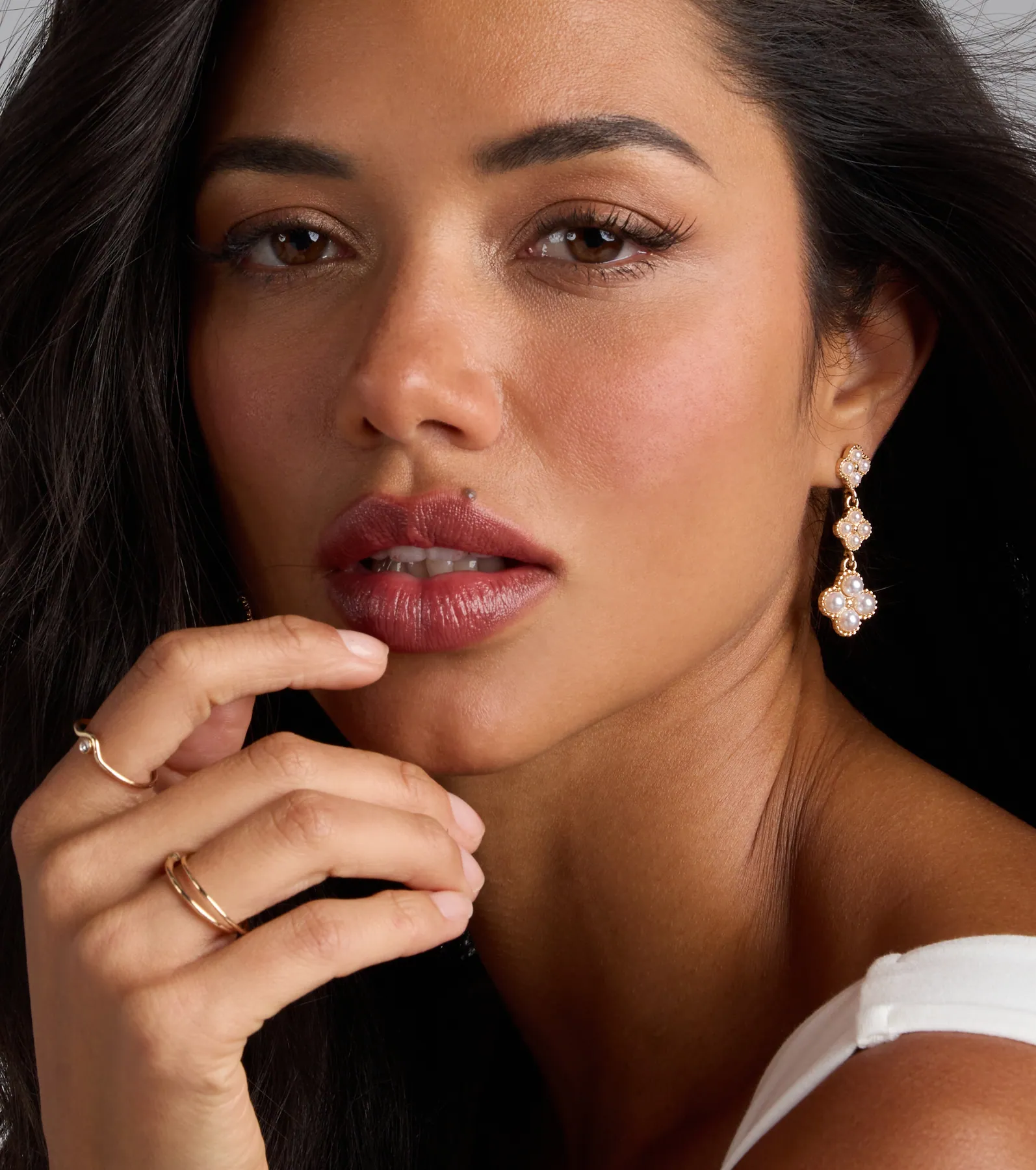 Polished Glam Pearl Flower Duster Earrings