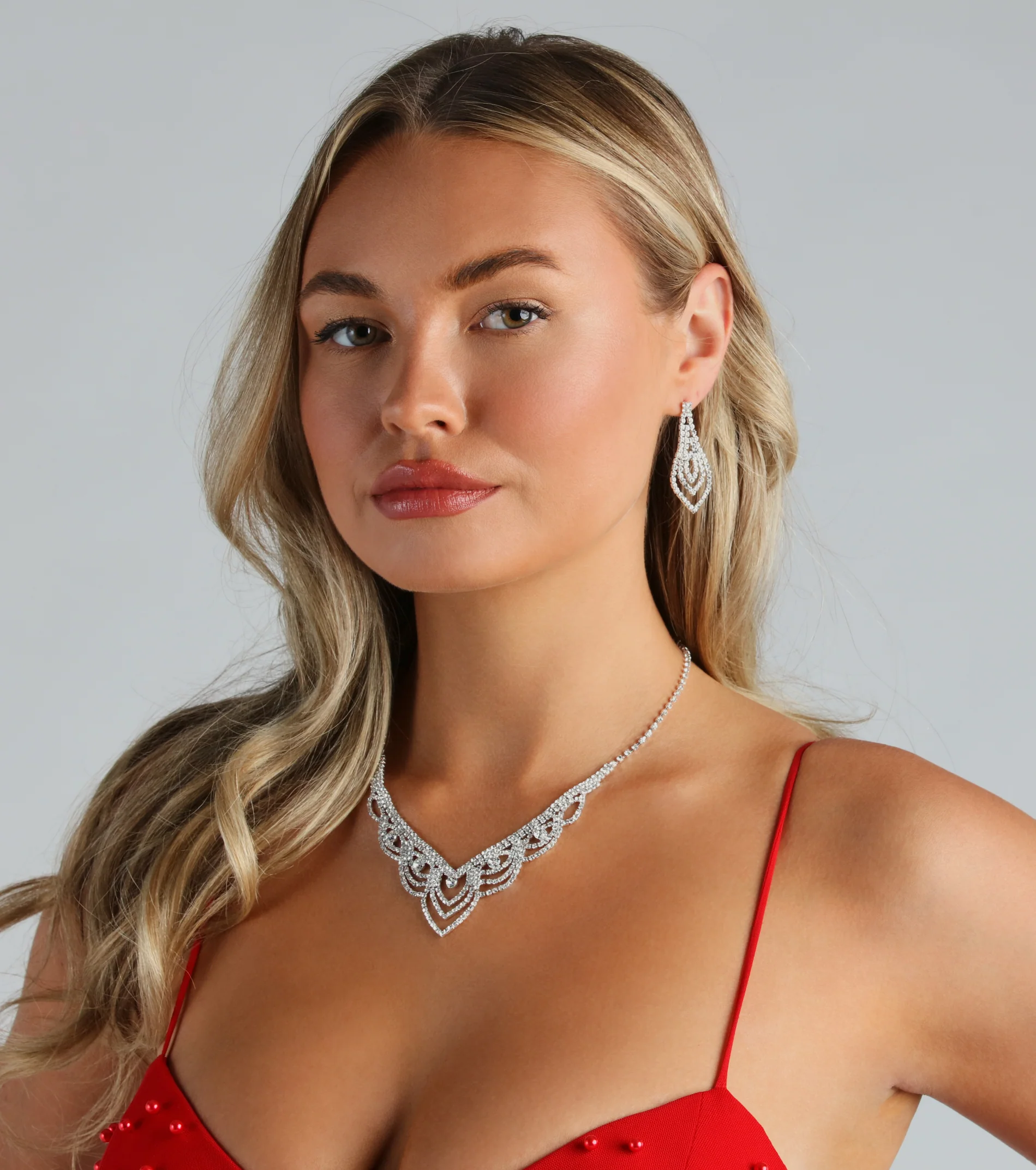 Timeless Sparkle Rhinestone Necklace And Earrings Set