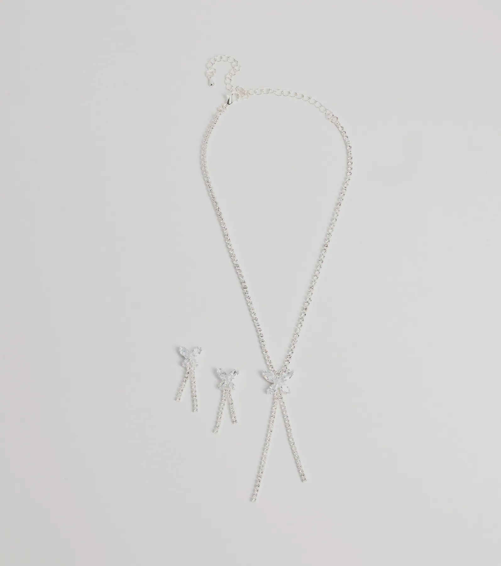 Luxe Butterfly Rhinestone Necklace And Earrings Set