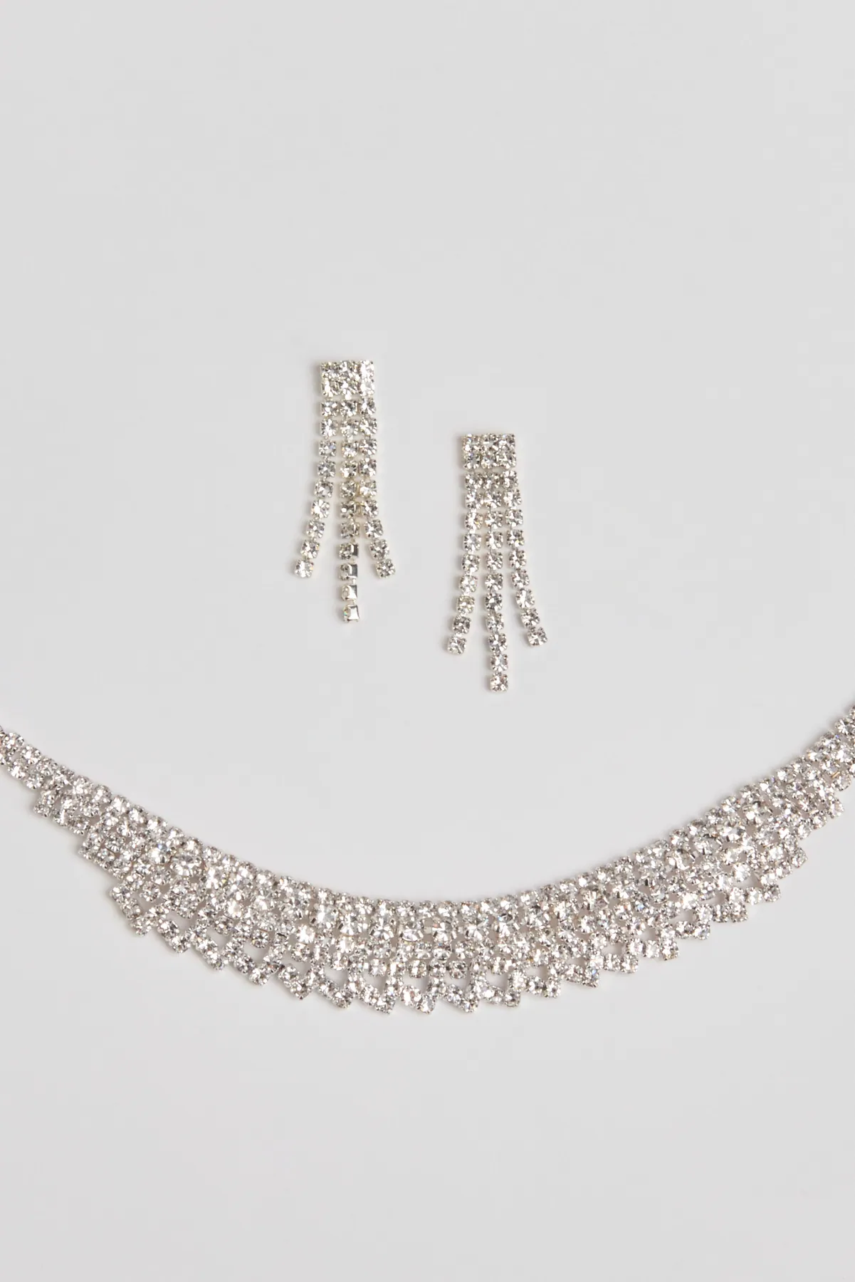 Luxe Rhinestone Necklace, Earrings, And Bracelet Set