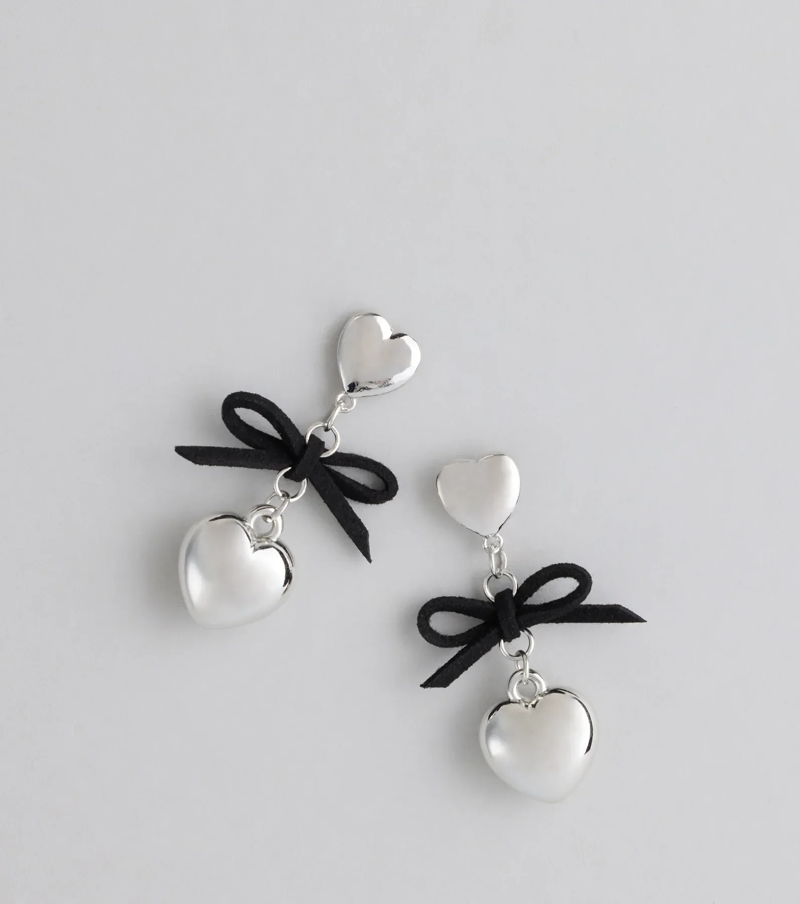 Sweet Talker Heart And Bow Drop Earrings