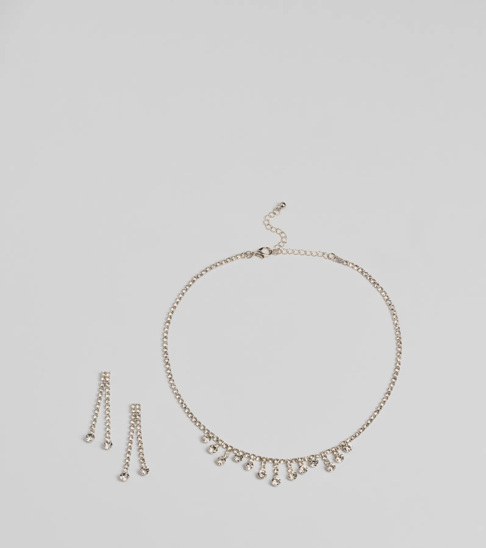 Gorgeously Glam Rhinestone Necklace And Earrings Set