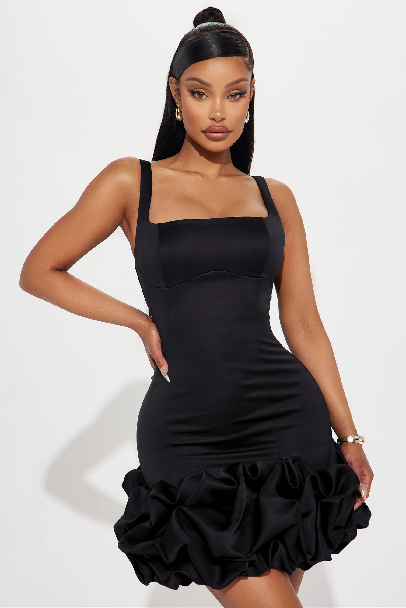 Sienna Satin Mini Dress - Black