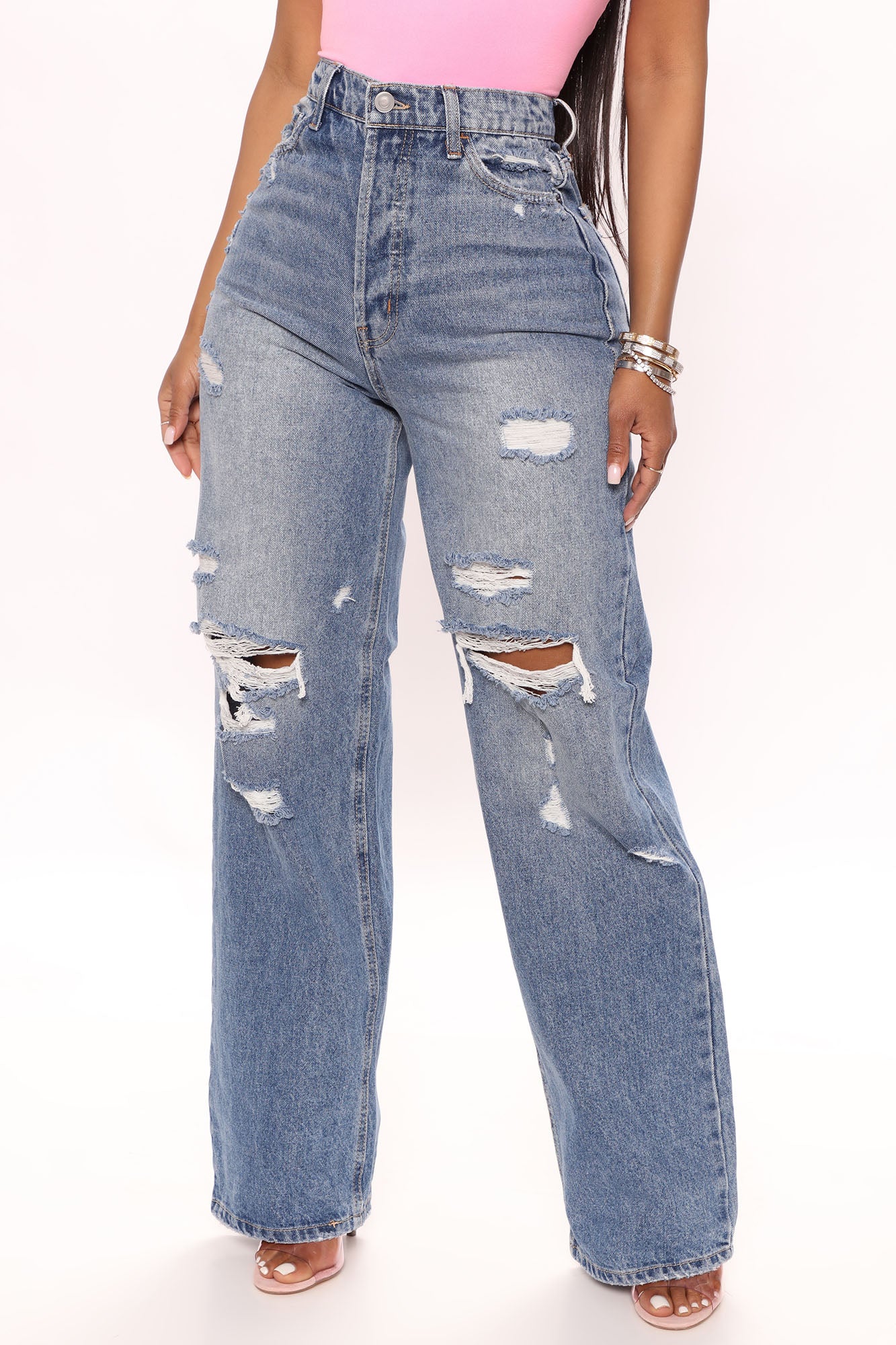 On Trend 90's Baggy Jeans - Medium Blue Wash
