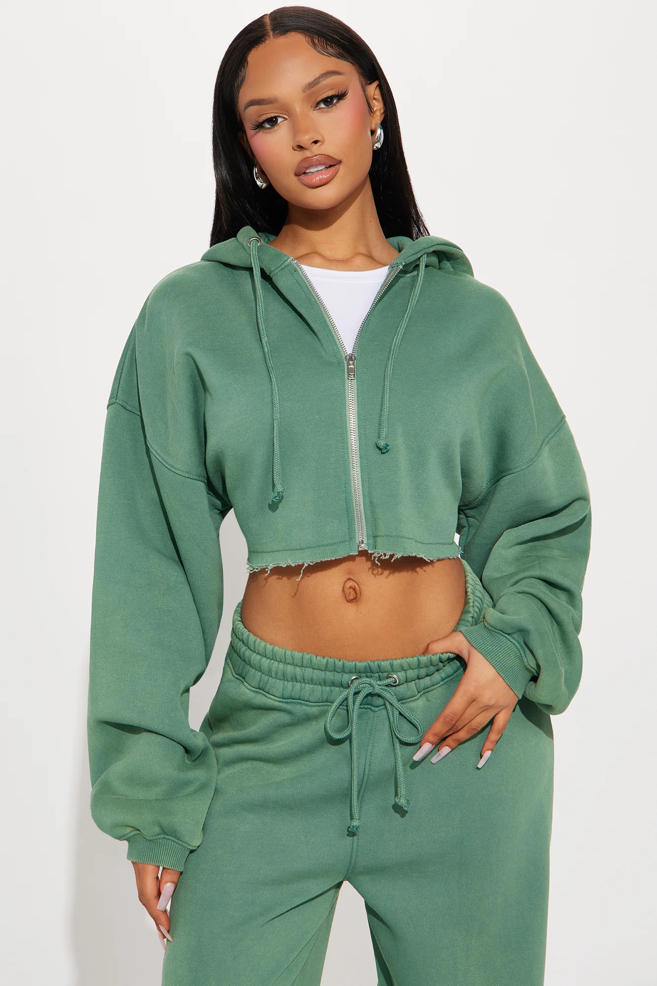 On The Go Fleece Pant Set - Green