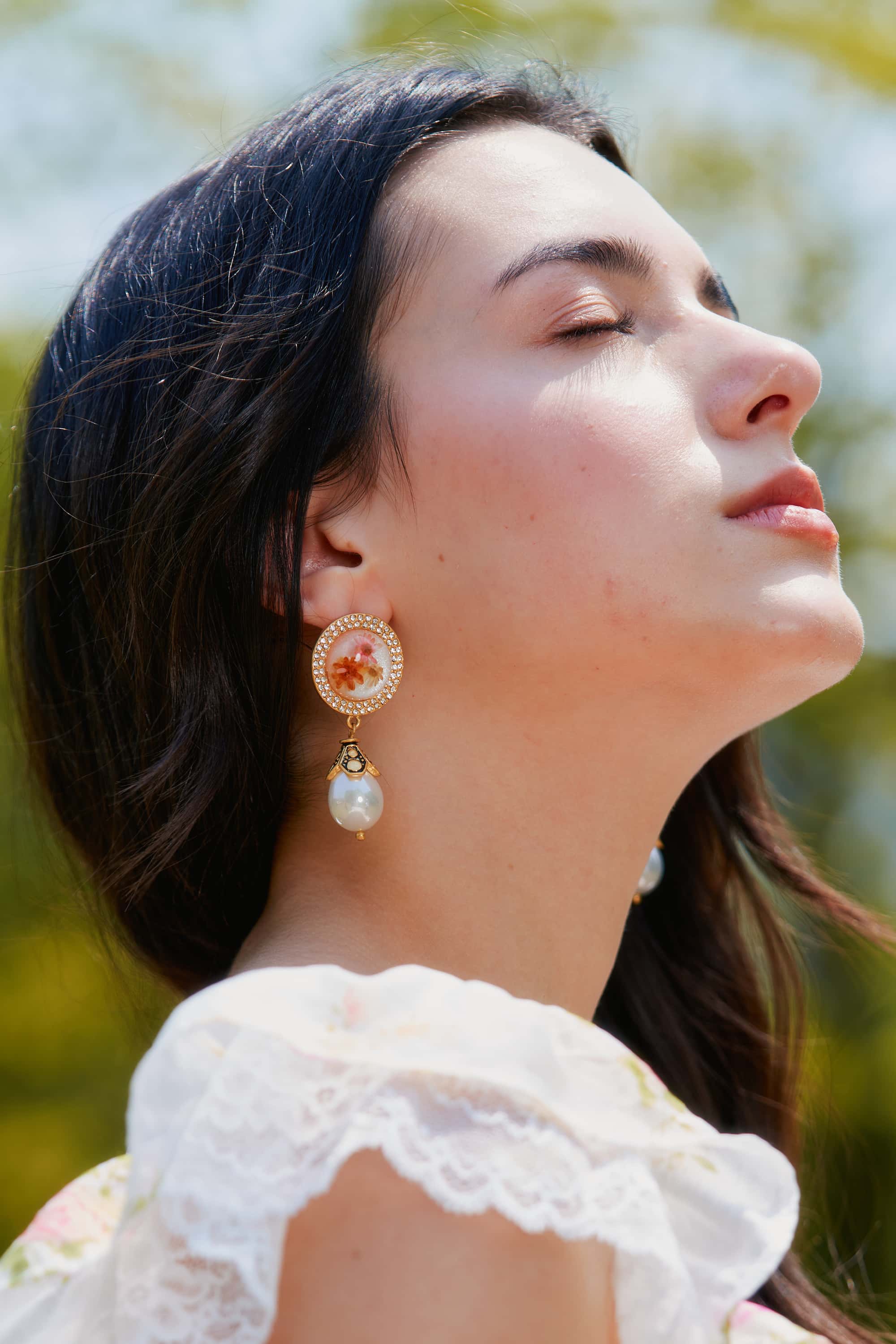 Romantic Floral Pearl Earrings