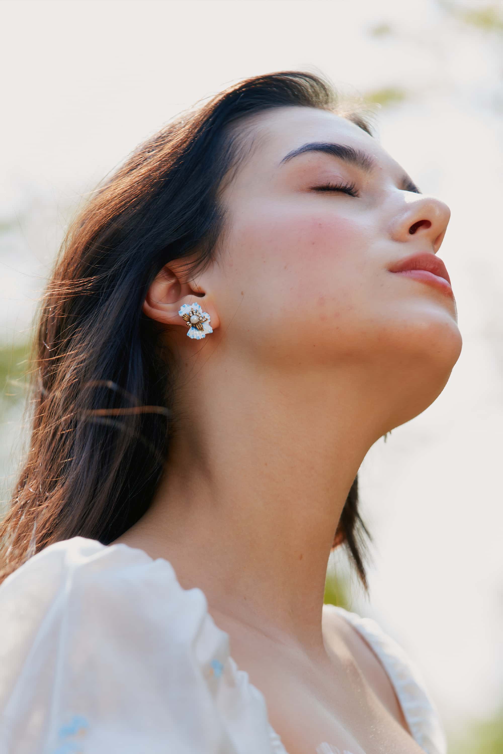 White Flower Earrings