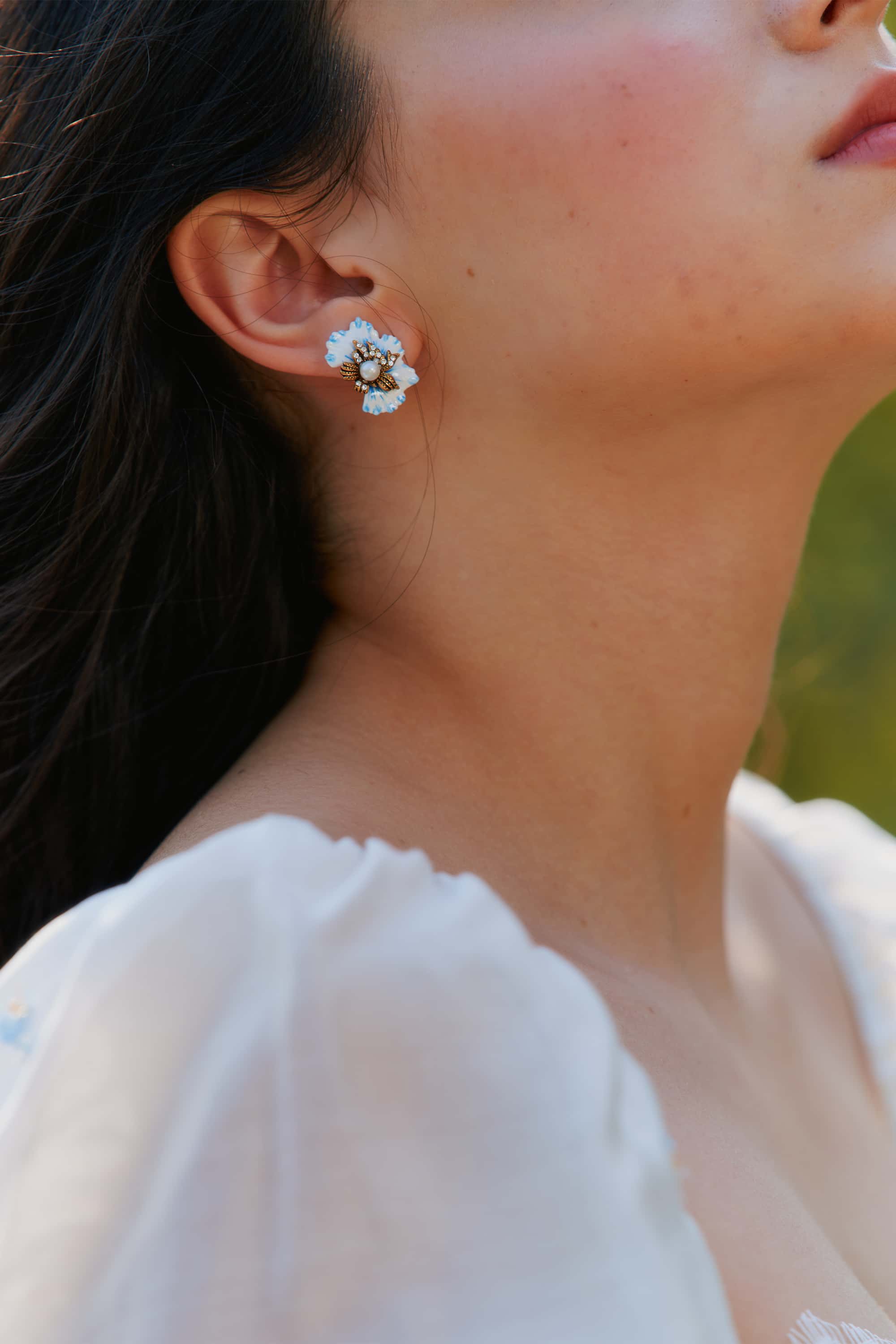 White Flower Earrings