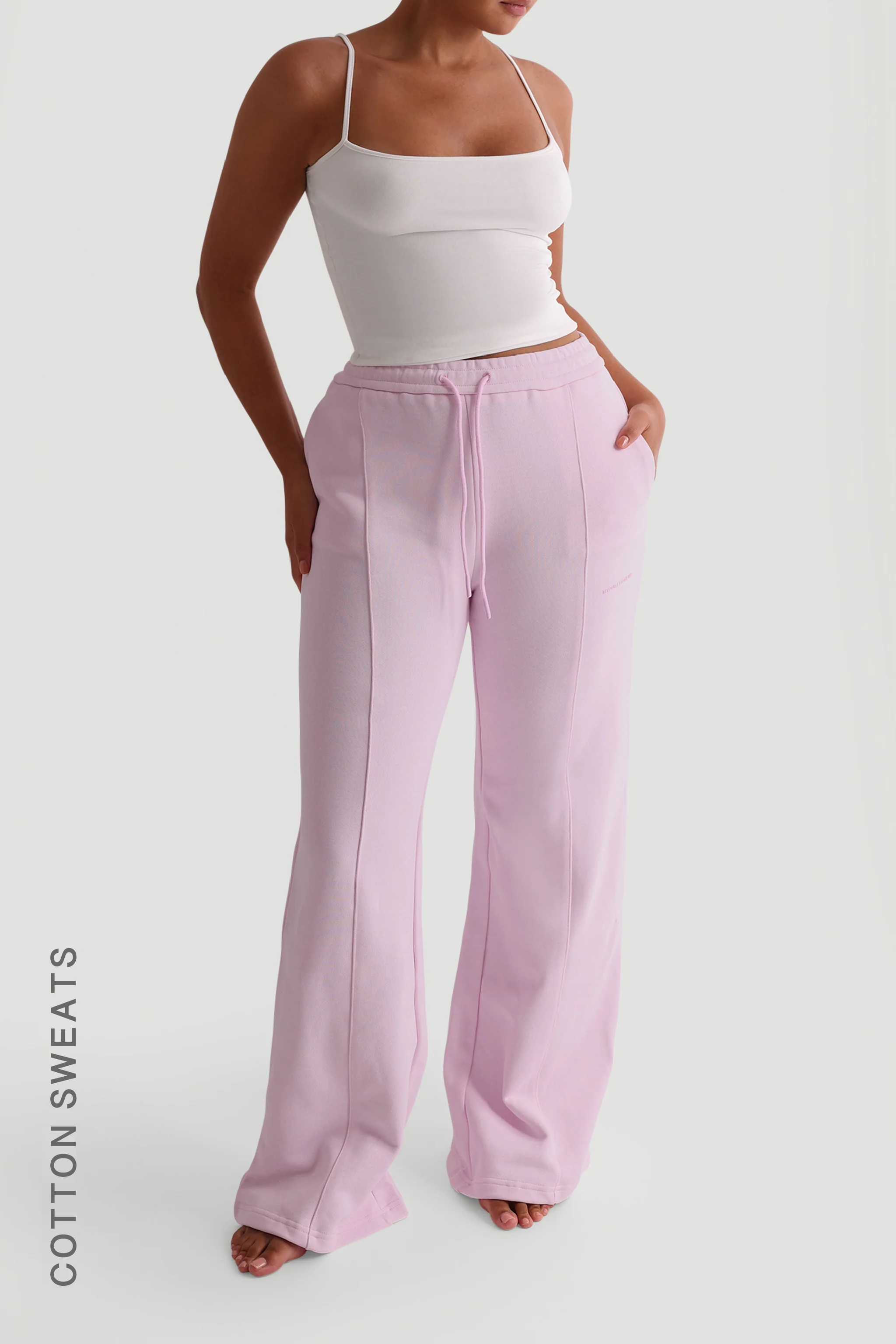 Structured Wide Leg Sweatpants - Soft Pink