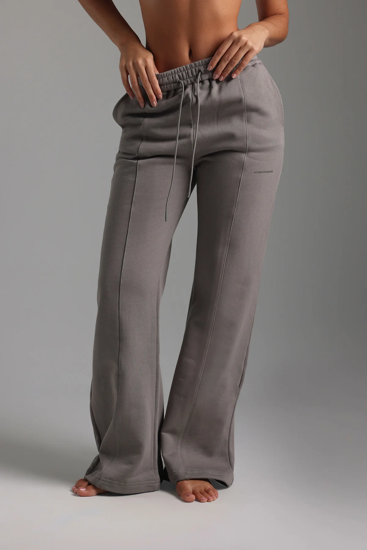 Structured Wide Leg Sweatpants - Smokey Gray
