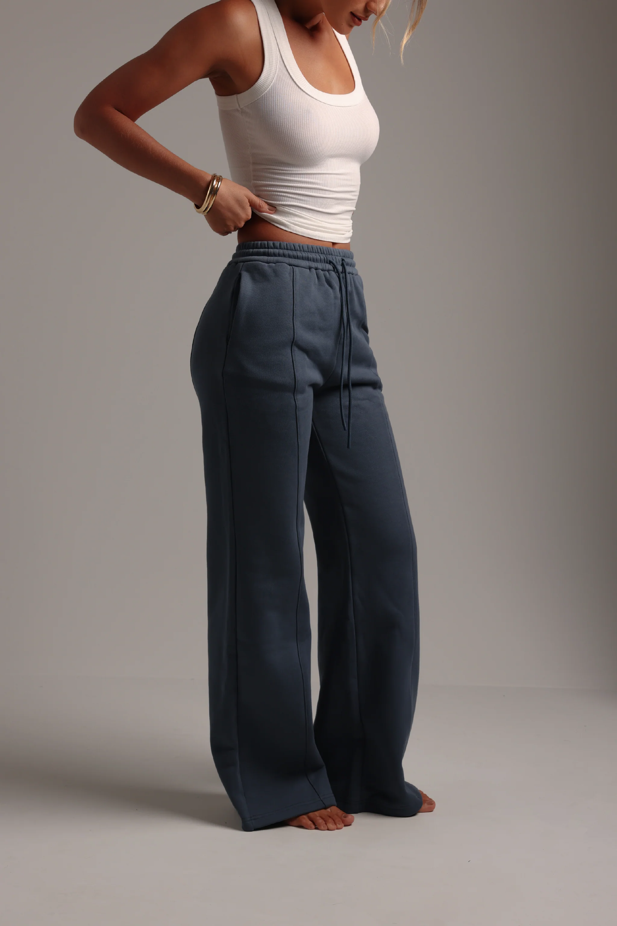 Structured Wide Leg Sweatpants - Serene