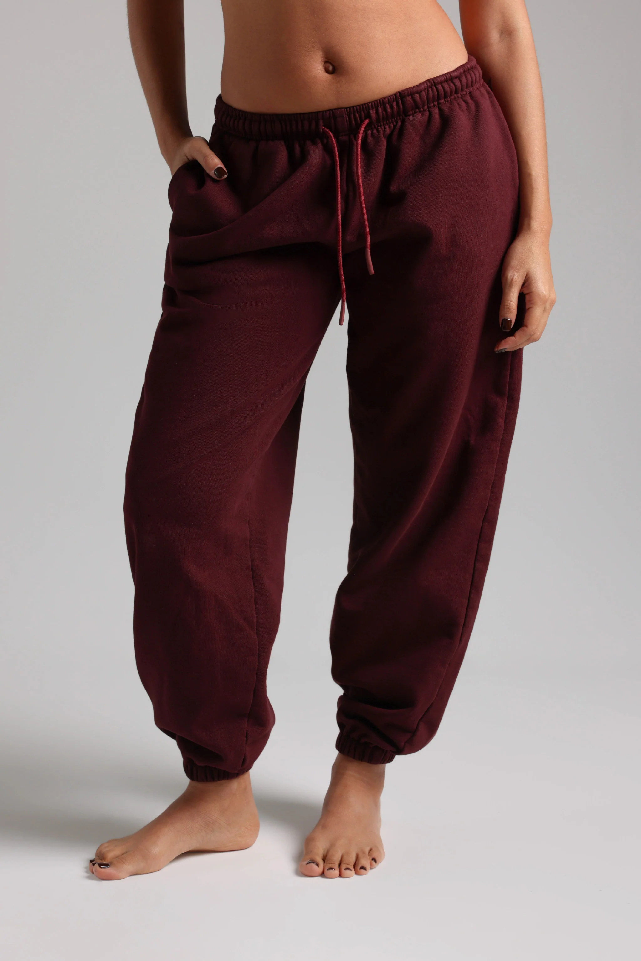 Classic Cotton Sweatpants - Black Cherry