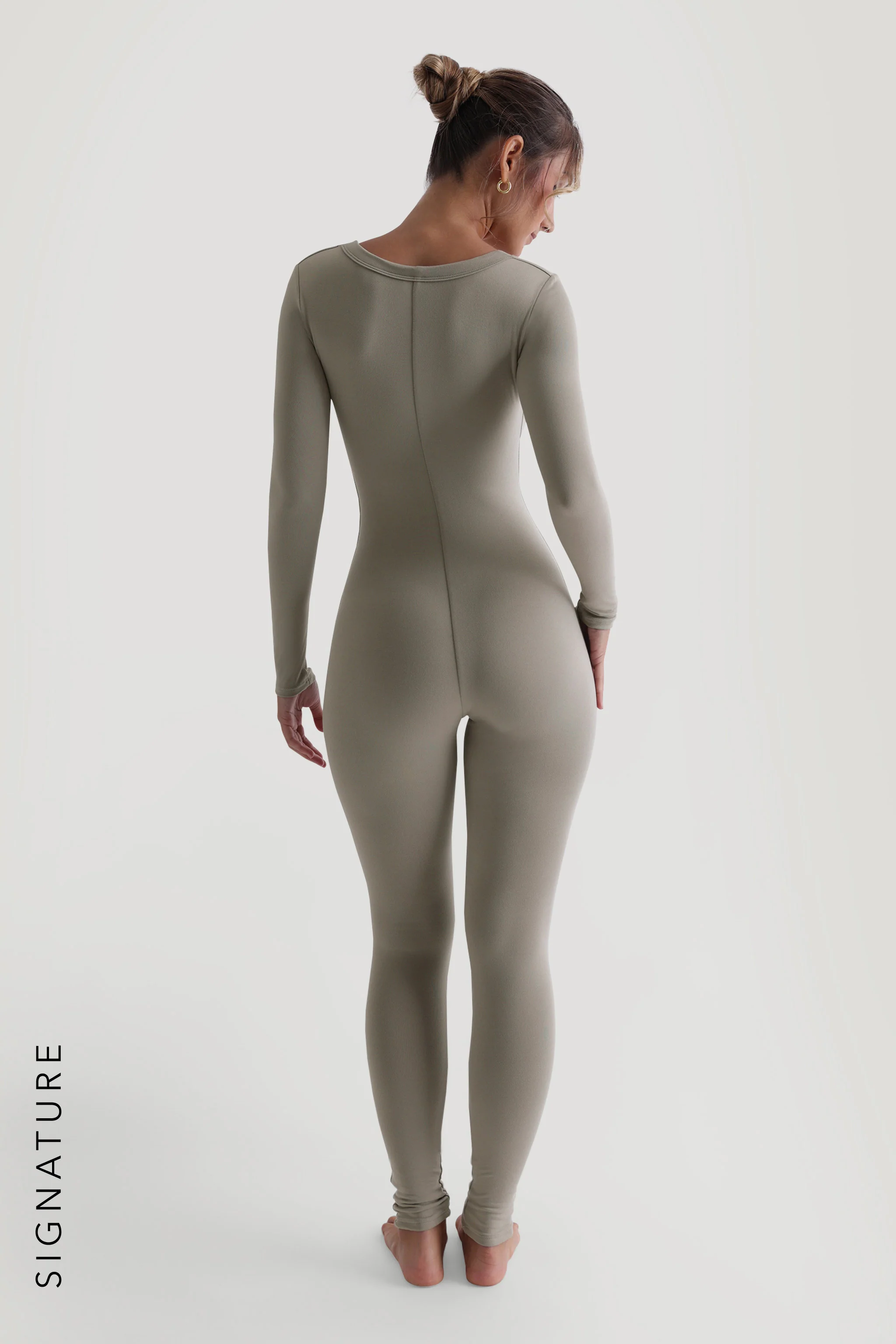 U-Shape Long Sleeve Jumpsuit - Quiet Sage