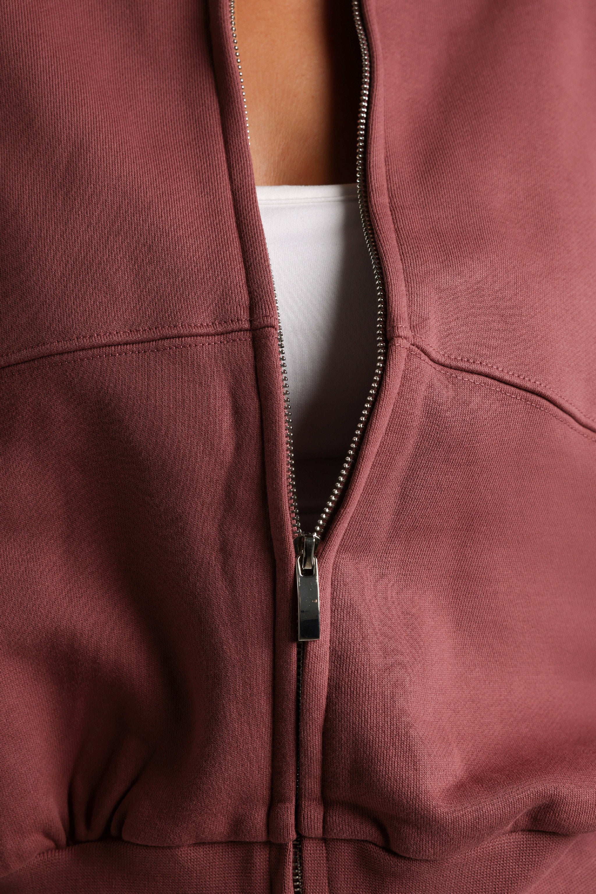 Oversized Bomber Fit Jacket - Vintage Berry