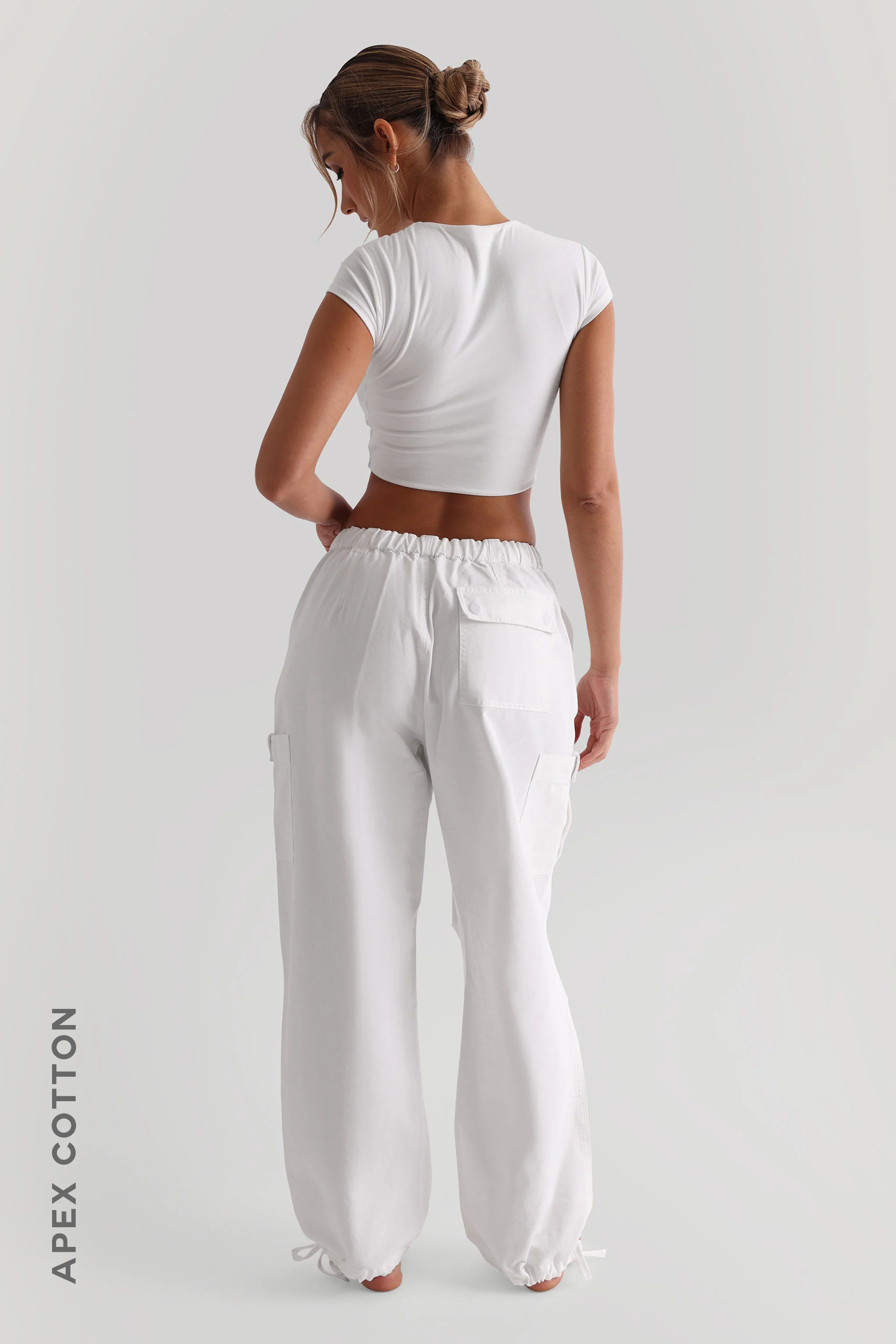 Essential Baggy Cargo Pants - White Wash