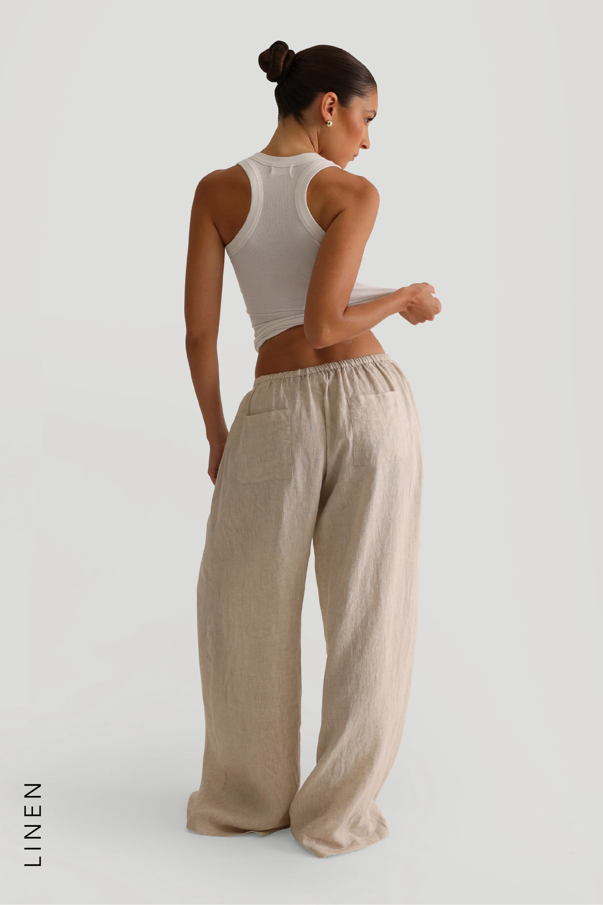 Heritage Linen Wide-Leg Pants - Sand