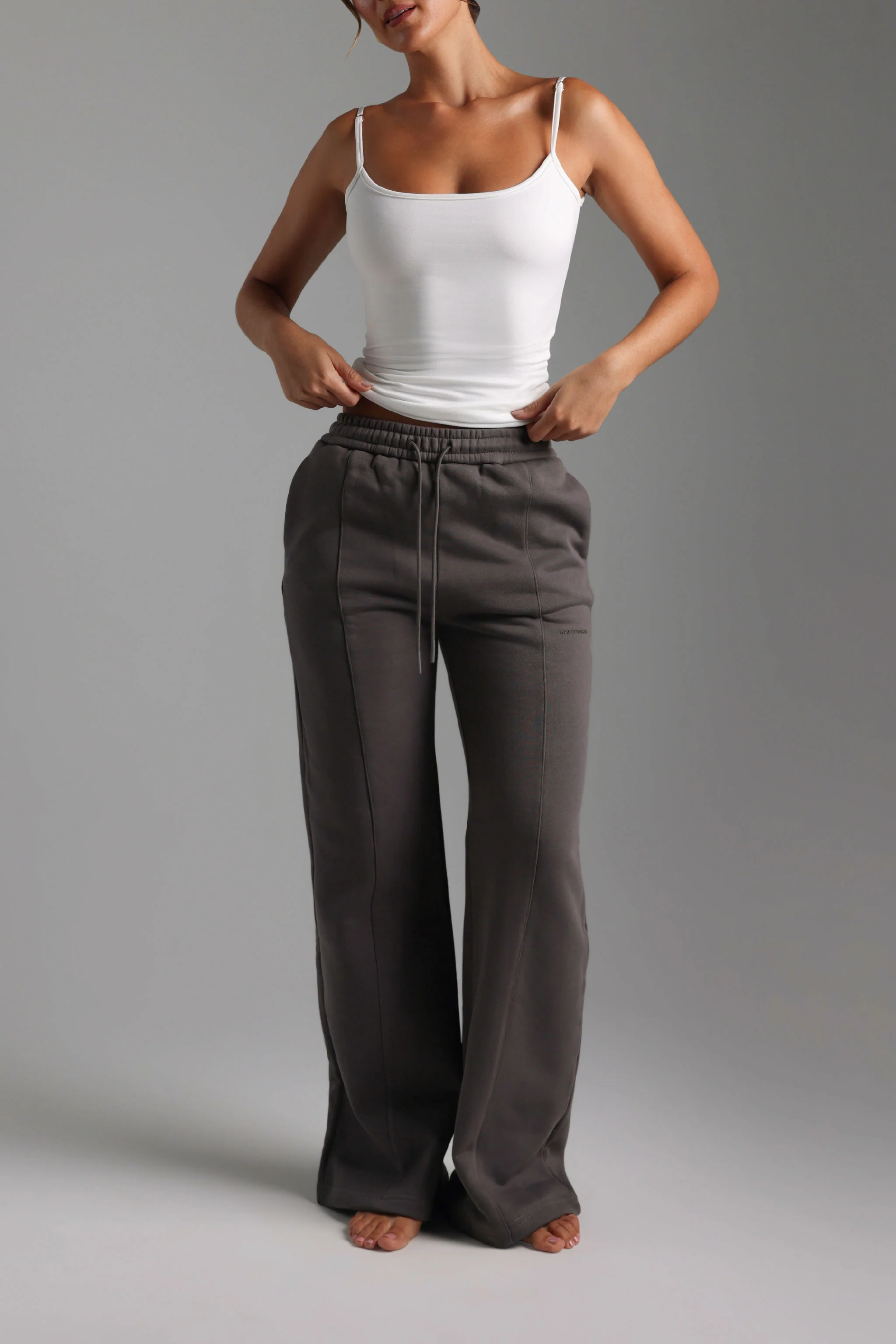 Structured Wide Leg Sweatpants - Storm