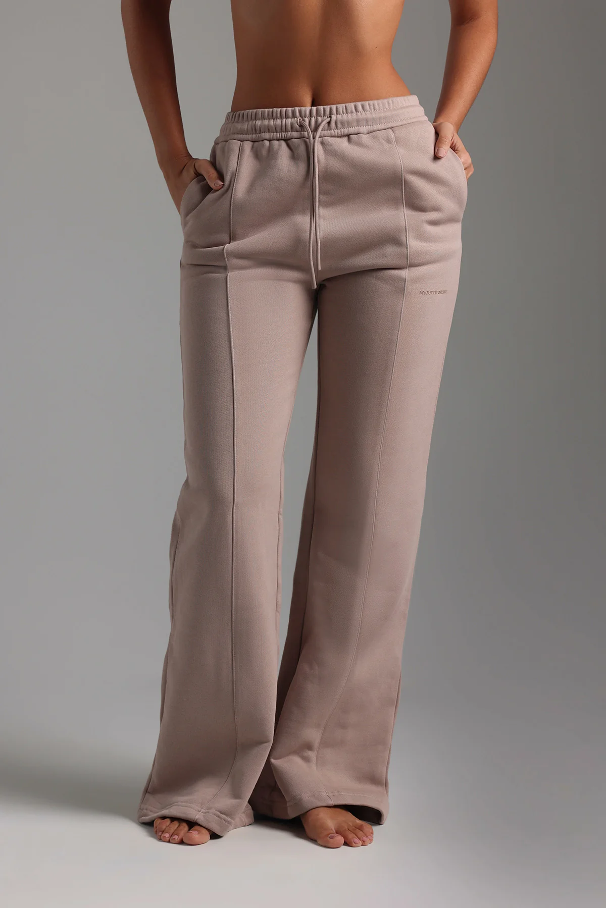 Structured Wide Leg Sweatpants - Warm Mocha