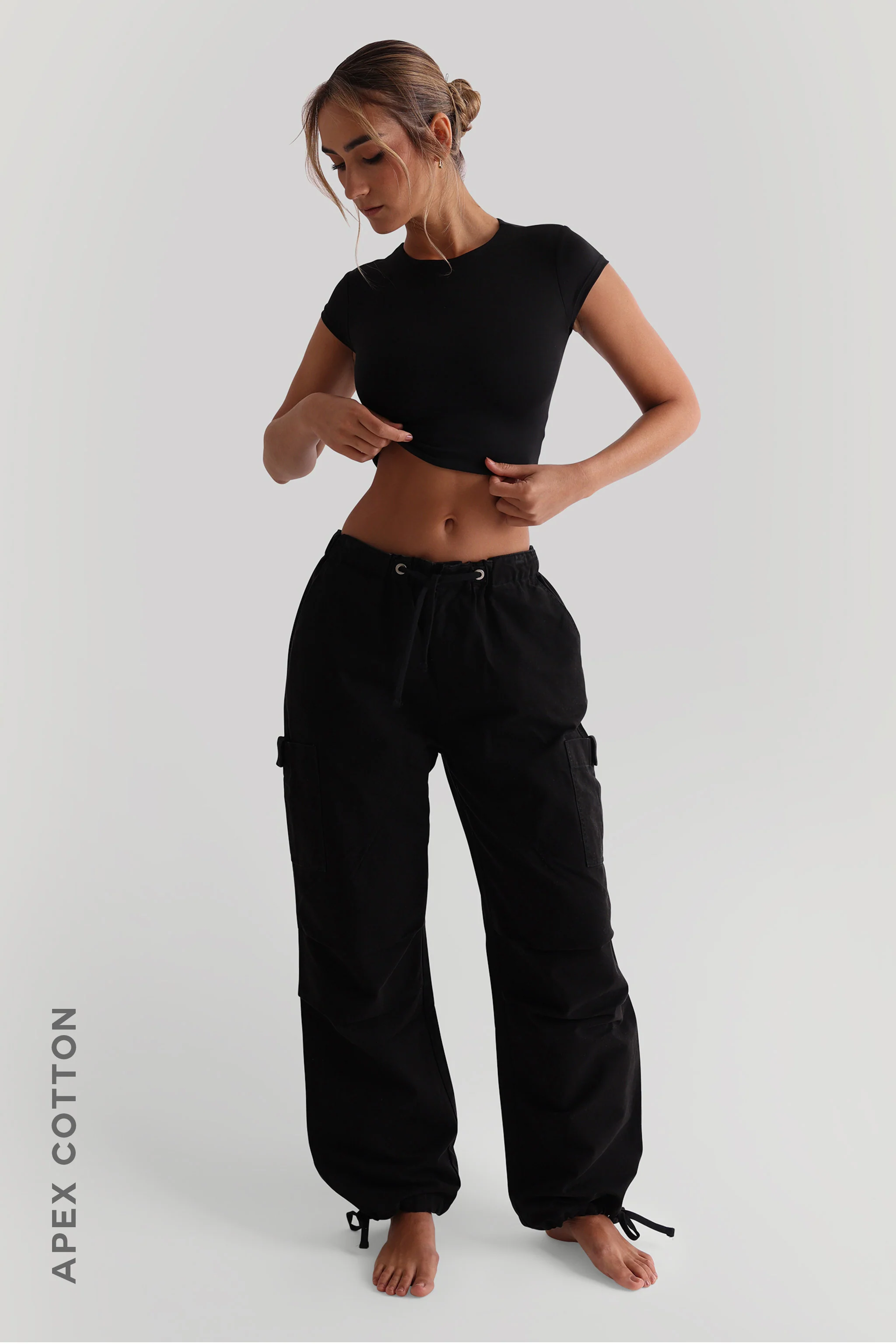 Essential Baggy Cargo Pants - Black Wash