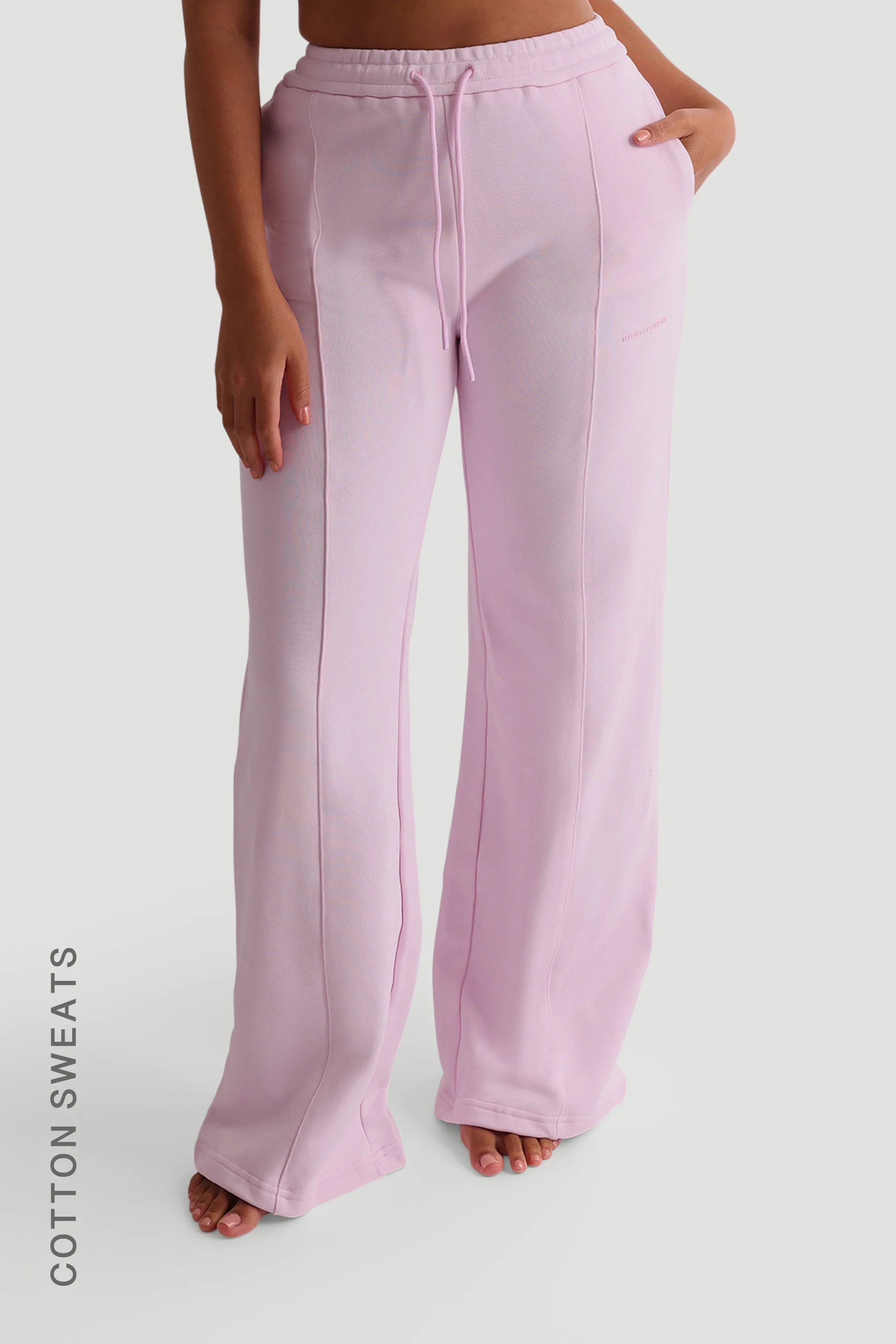 Structured Wide Leg Sweatpants - Soft Pink