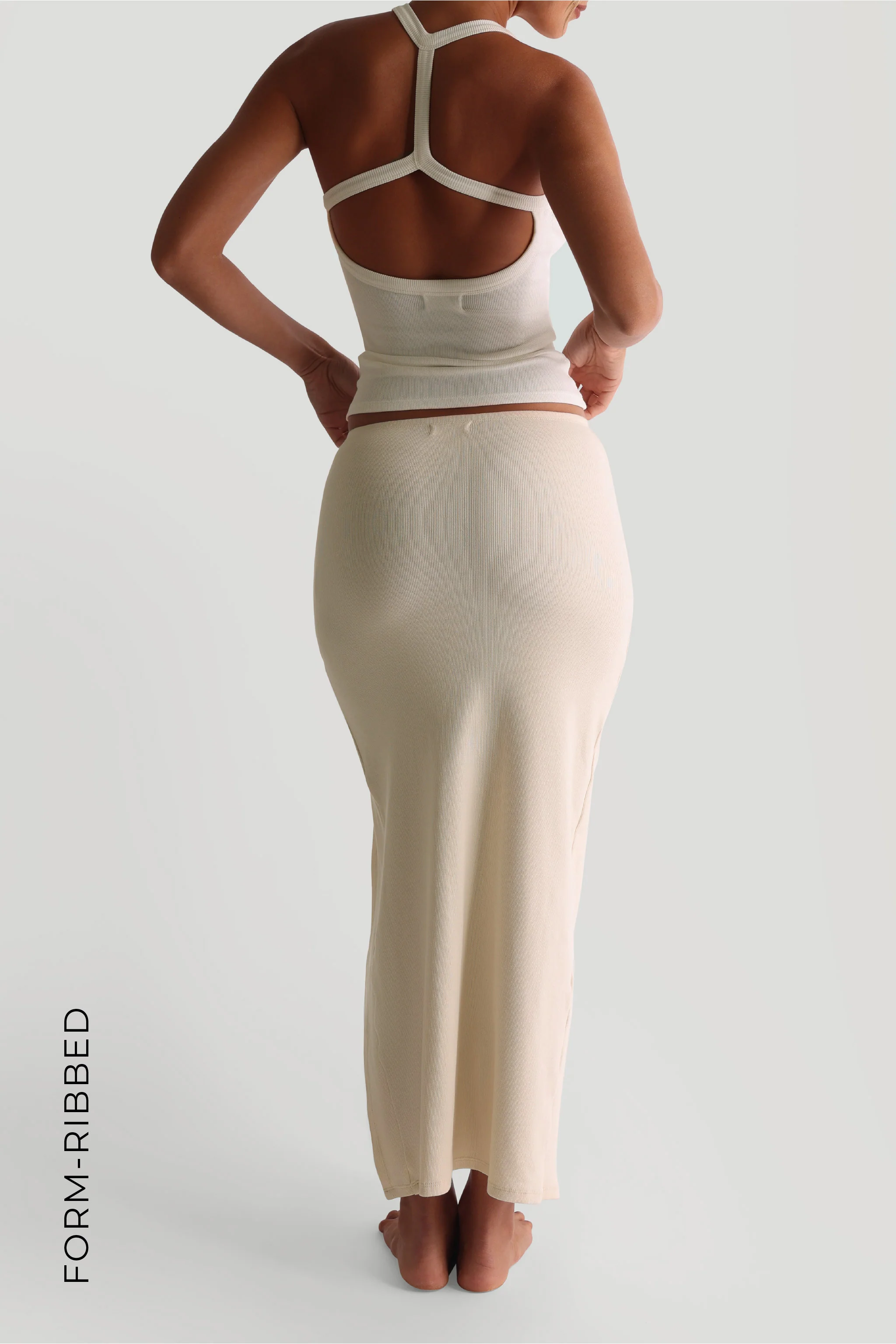 Form-Ribbed Slit Maxi Skirt - Whipped