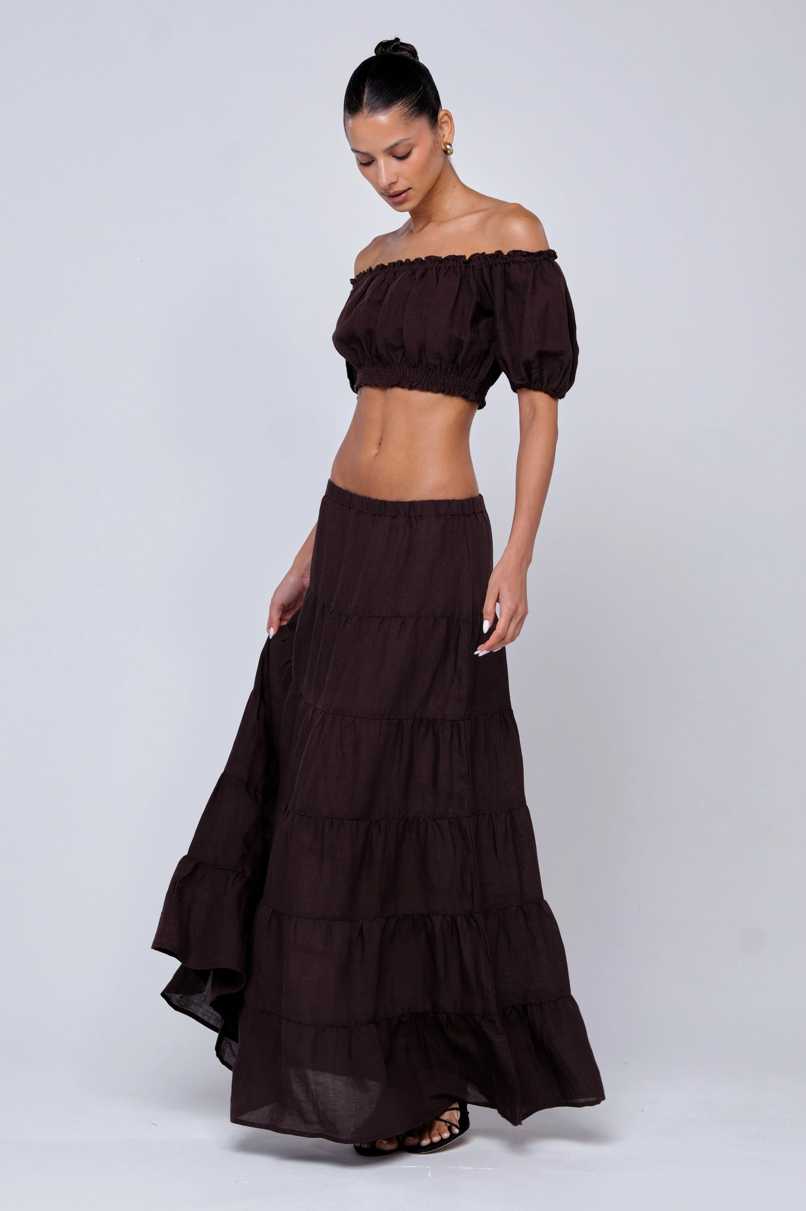 Juliana Skirt in Brown Linen